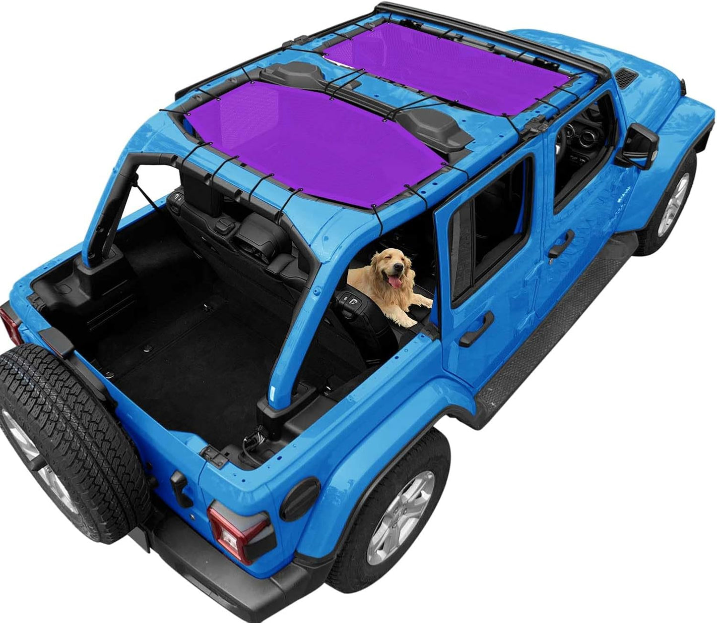 Coverspec JT Top Sun Shade Roof Compatible with Jeep Gladiator JT (2018-2023) 4 Door Jeep Sunshade Top Sunroof Bikini Cover- Blocks UV, Wind, Noise - Black Mesh for Full Length