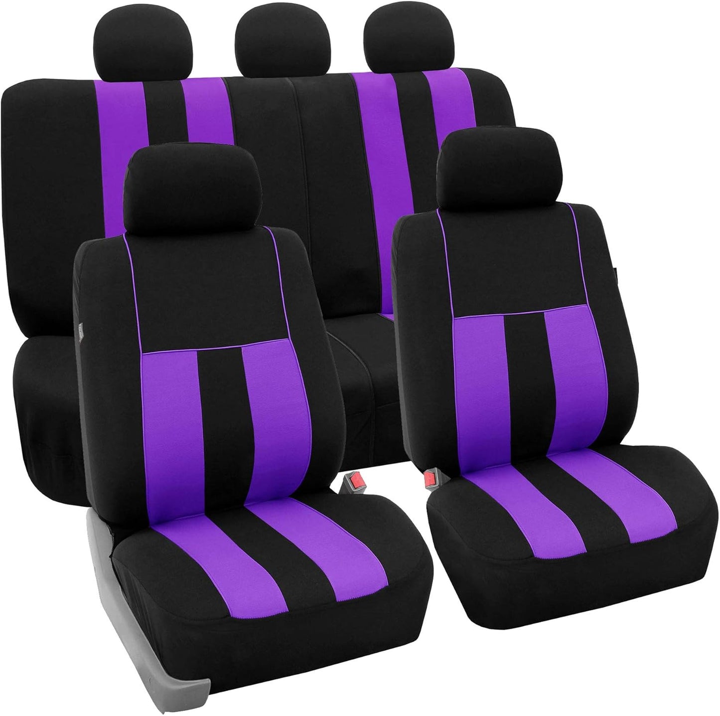FH Group Car Seat Covers Full Set Cloth - Universal Fit, Automotive Seat Covers,Low Back Front Seat Covers,Airbag Compatible,Split Bench RearSeat,Washable Car SeatCover for SUV,Sedan,Van Black