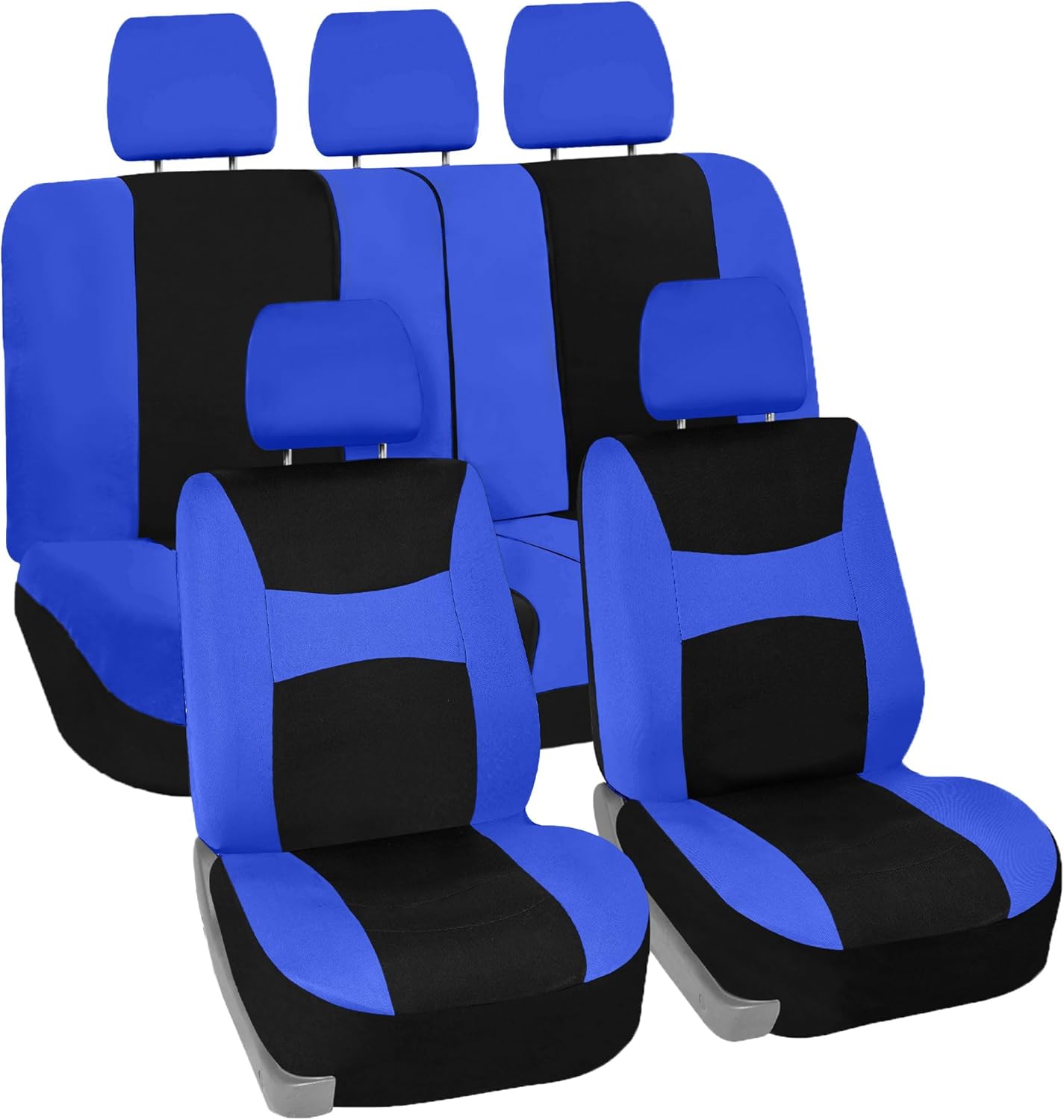 FH Group FB030BLACK115 Full Set Seat Cover (Side Airbag Compatible with Split Bench Black)