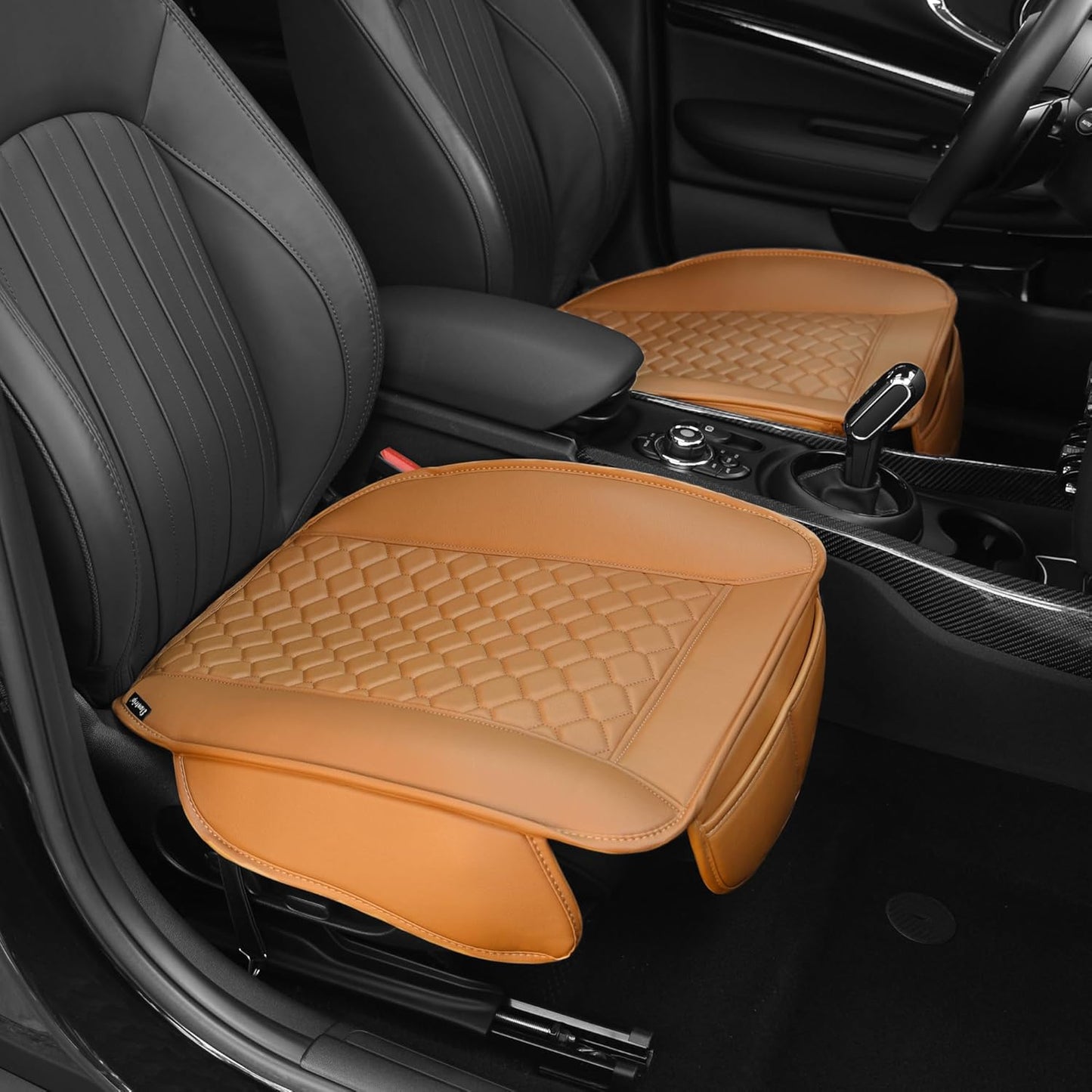 Elantrip 2PCs Front Car Seat Covers Leather Water Proof Seat Protector Universal fit for Most Cars SUVs and Trucks Black