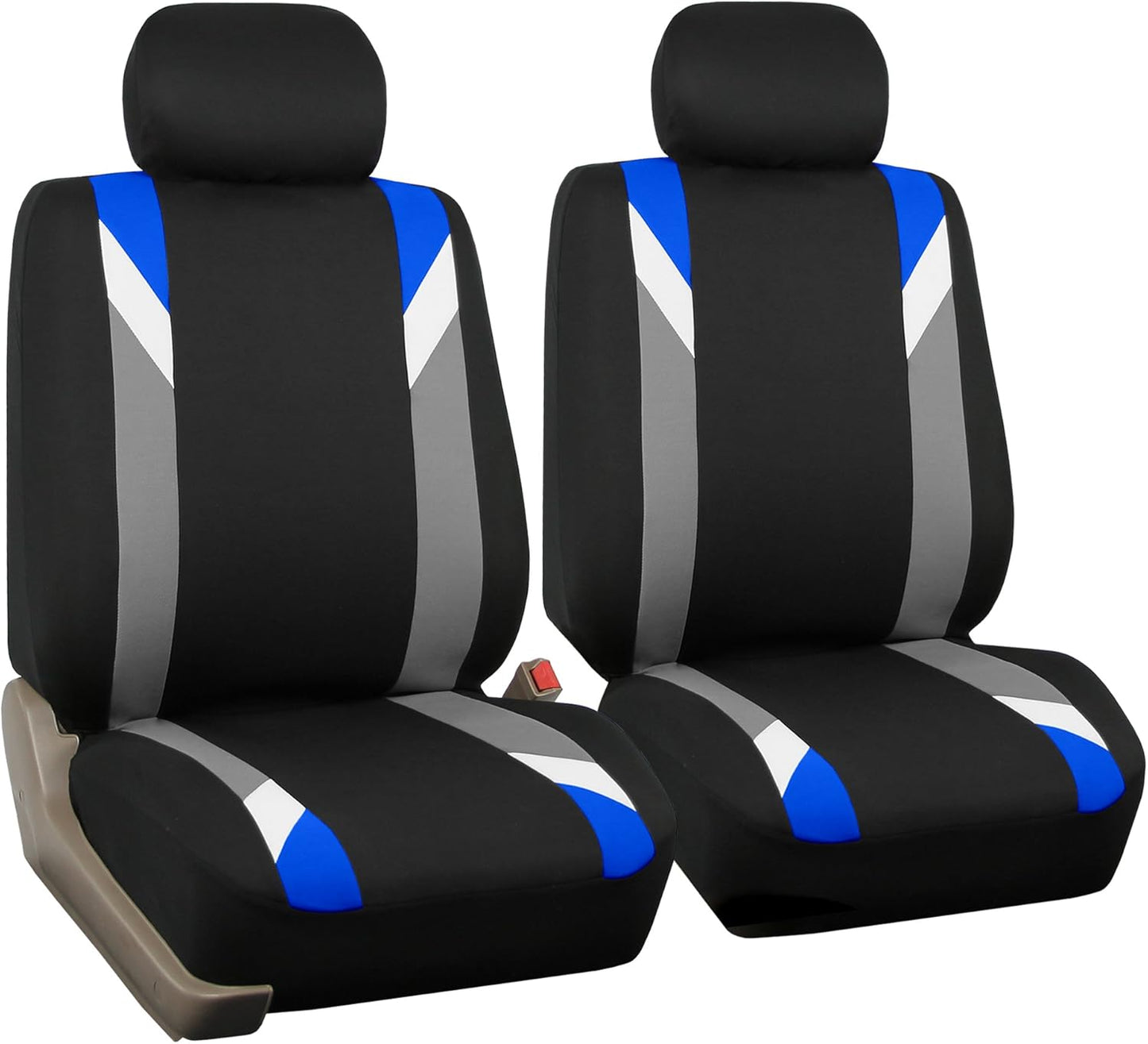 FH-FB066102 Fabric Bucket Seat Covers with Ornate Diamond Stitching White/Black