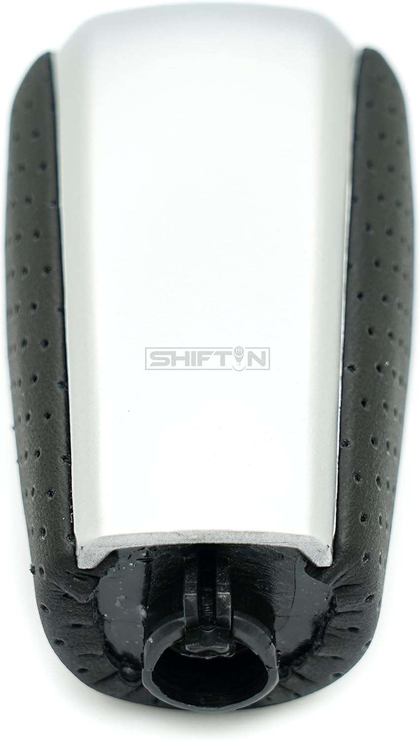 SHIFTIN Leather Wood Gear Shift Knob Stick Shifter for Toyota Land Cruiser Prado FJ-150 Lexus GX460 GX470 (Black Leather/Gray Silver)