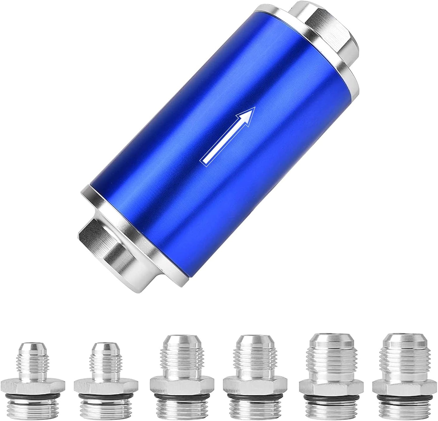 EVIL ENERGY 30 Micron Inline Fuel Filter with 6AN 8AN 10AN Adapter Universal 58MM