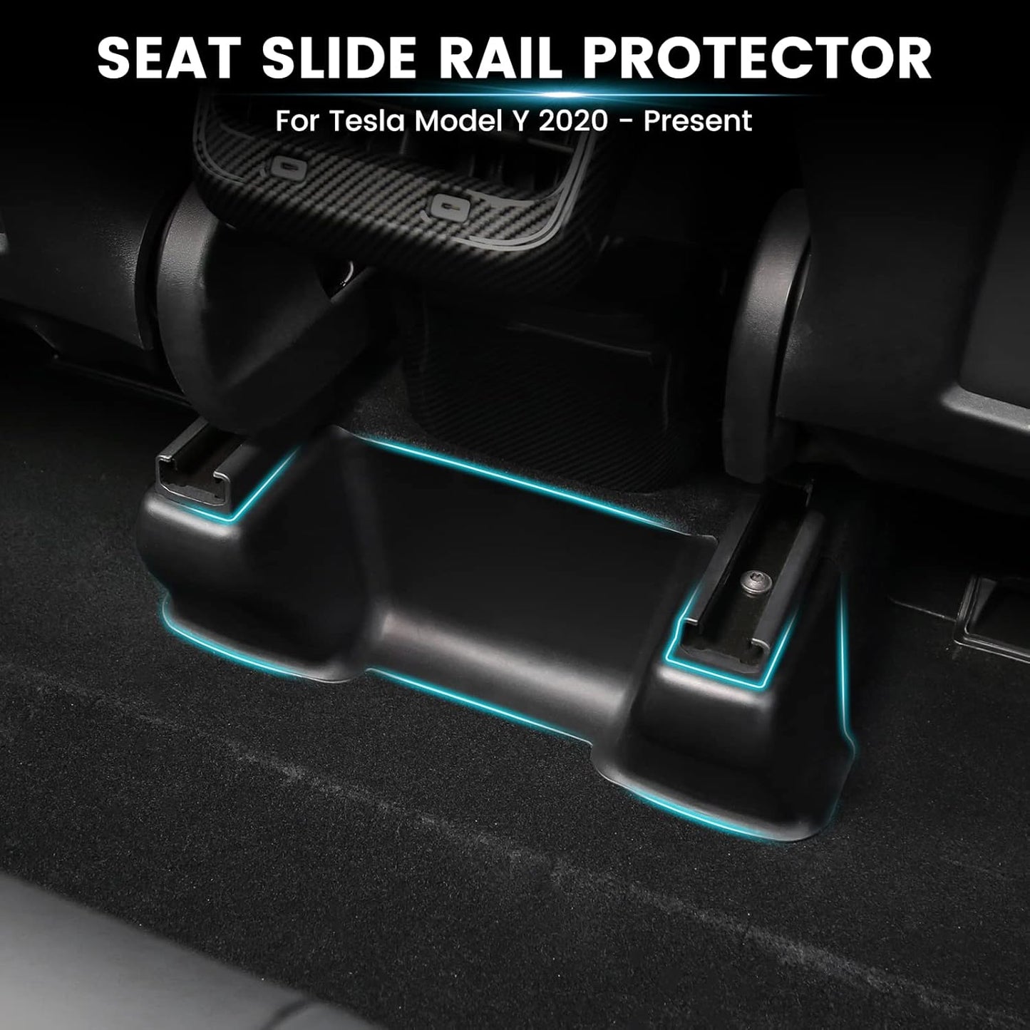 Shademax 9PCS Seat Slide Rail Pad Cover for Tesla Model Y 2020-2024 2025 Under Seat Slide Rail Protector Seat Track Anti-Kick Wrap Corner Protection Strip Scuff Plates Interior Accessories