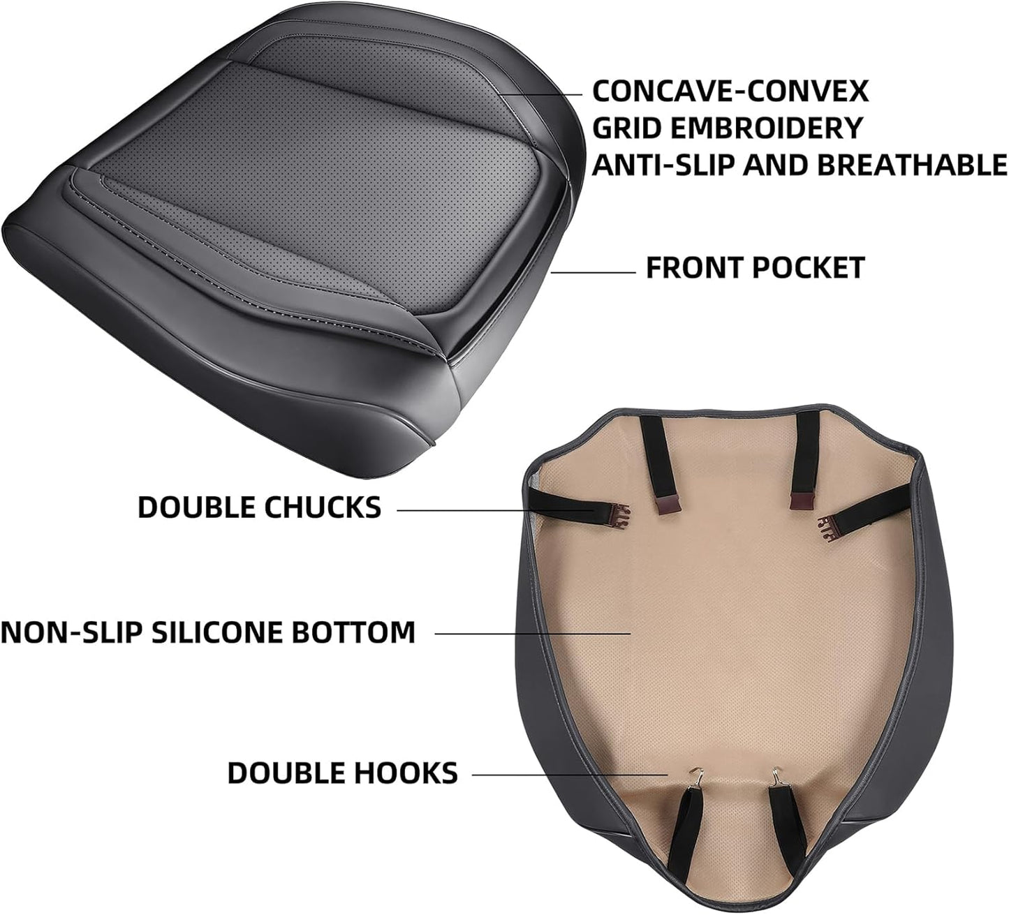 CAPITAUTO Bottom Front Leather Car Seat Cover Universal