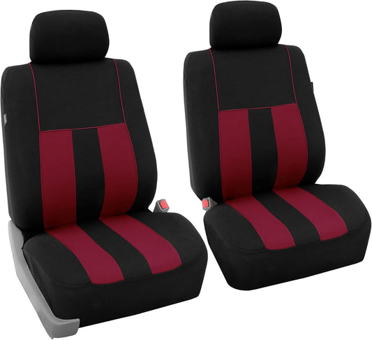 FH Group Car Seat Covers Front Set Cloth -Seat Covers for Low Back Seats with Removable Headrest,Universal Fit,Automotive Seat Cover,Airbag Compatible Car Seat Cover for SUV,Sedan,Van Burgundy