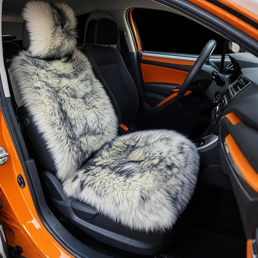 Gracefur 1 Pack Easy-Install Sheepskin Car Seat Covers, Airbag Compatible Comfort and Protection Front Seat Covers for Cars/SUVs/Trucks/Vans/RVs (Grey)