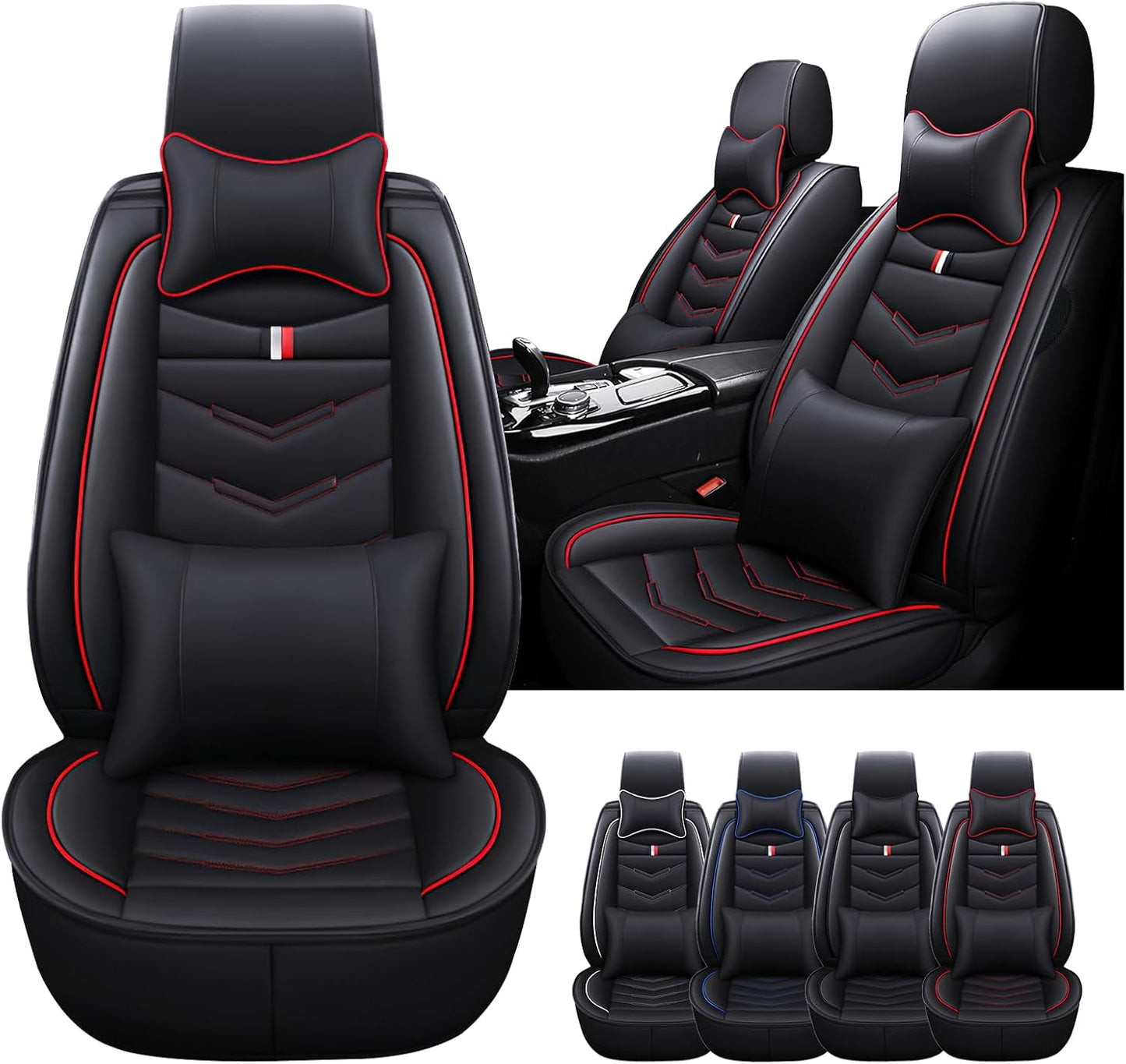 Seat Cover for Ford Transit 2015-2024, Waterproof Durable Compatible Airbag, Premium Leather Seat Protector(2 Seats Standard,Black)
