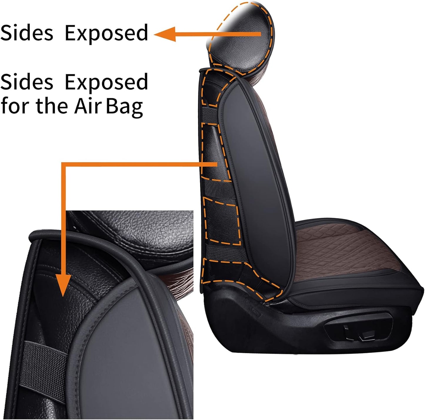 YIERTAI Universal Car Seat Covers Compatible with Toyota Corolla Highlander Honda Civic Odyssey Hybrid Ford Ranger Nissan Rogue Altima Waterproof Leather(2 PCS Front/Black-Brown)