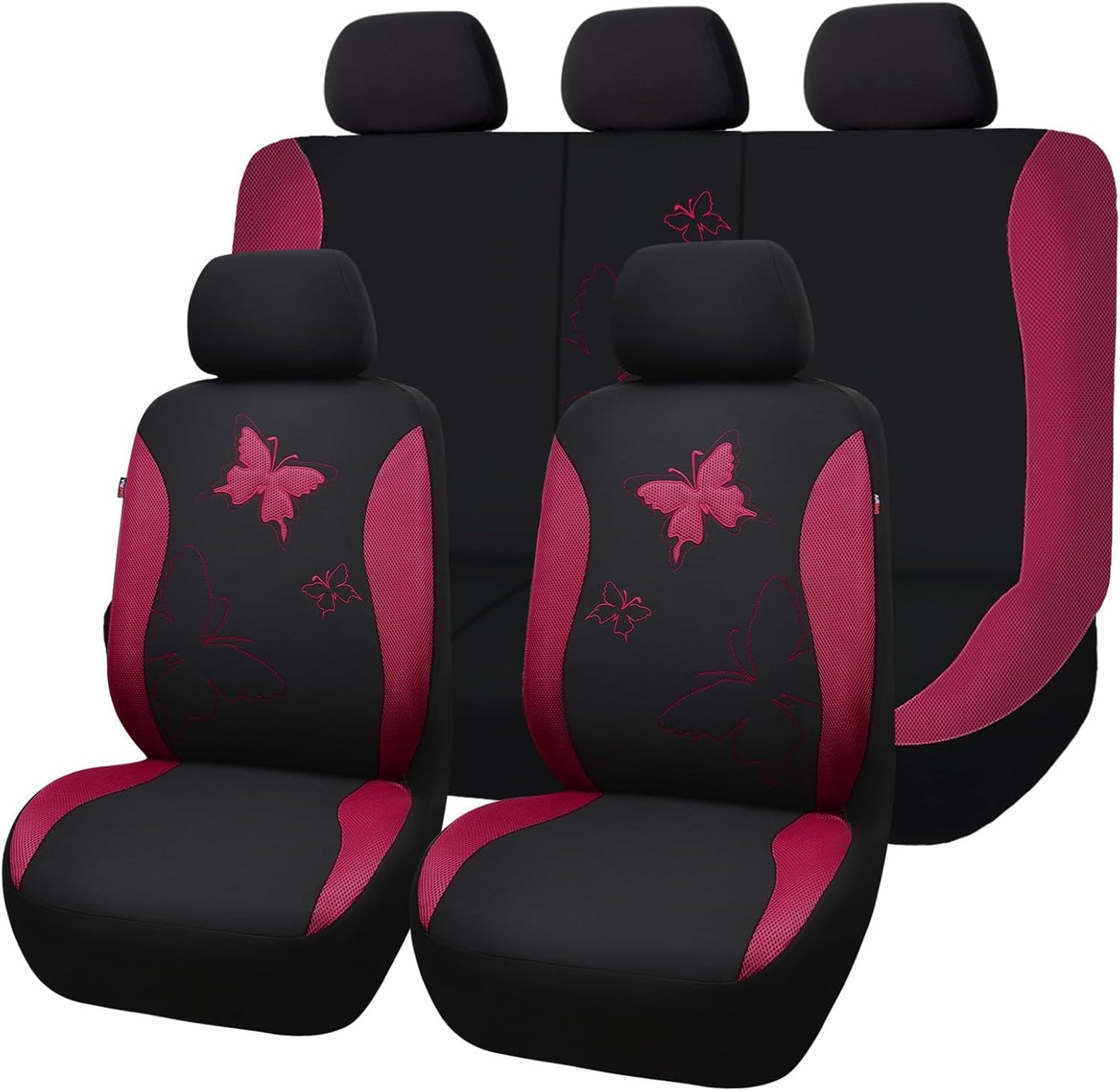 Flying Banner Butterfly car seat Covers ful Set Fashion Universal Lady Woman Female Rear Bench Split Colorized (Full Set, Purple)