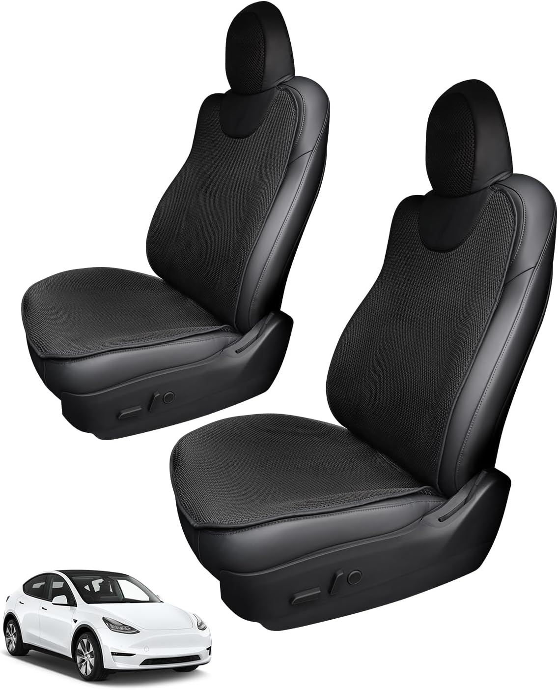 Shademax Car Seat Cover for Tesla Model 3 2017-2024/ Model Y 2020-2025 Accessories Front Car Seat Protector Breathable Comfortable Tesla Seat Cover Protector Black 2PCS