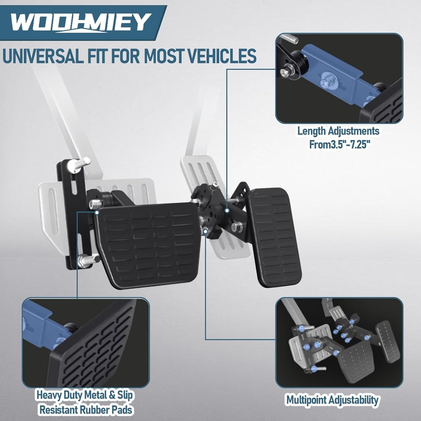 WODHMIEY Gas and Brake Pedal Extenders, Universal Pedal Extender Assembly for Cars, Go Karts, Upgraded Anti Slip, Adjustable Length Angle Pedal Extenders
