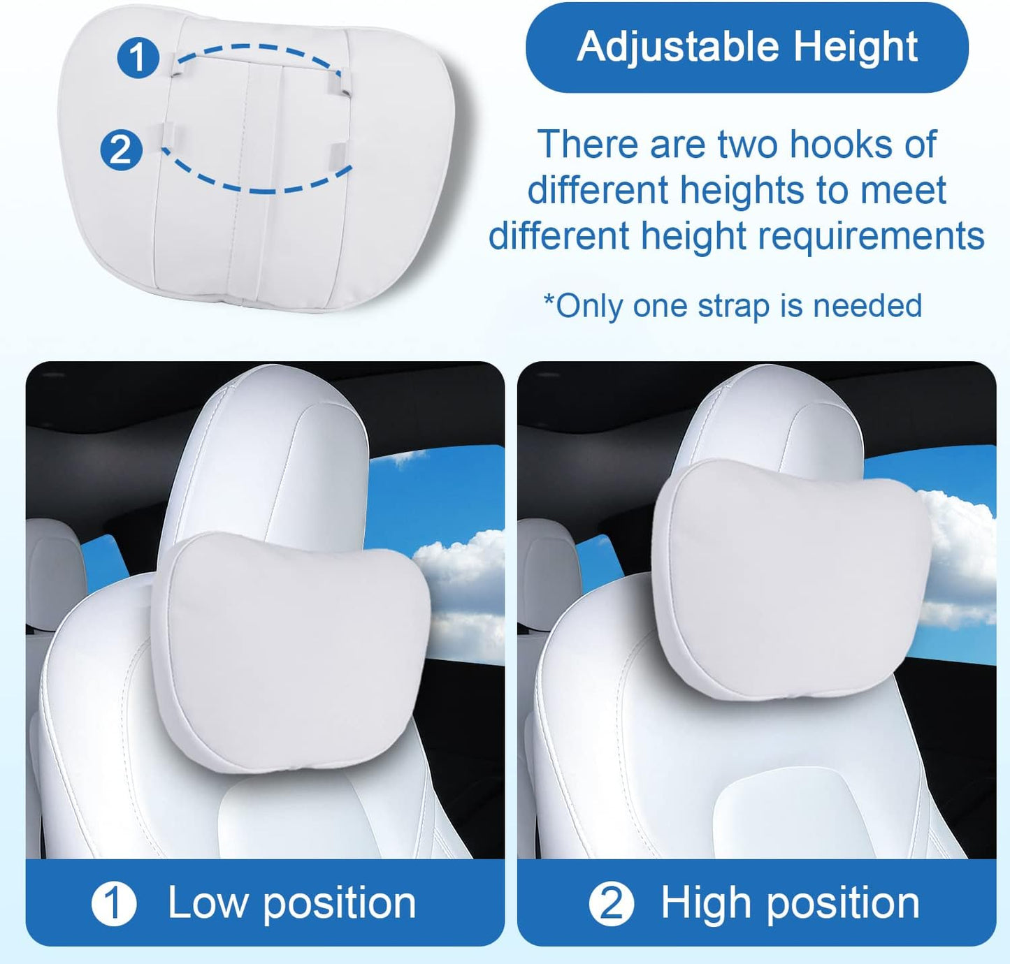 Erivis Car Neck Pillow Suitable for Tesla Model 3 Model Y Model X Car Headrest Pillow for Tesla Model 3 Accessories (Hidden Trap) Soft & Neck Support,White-Pack of 1