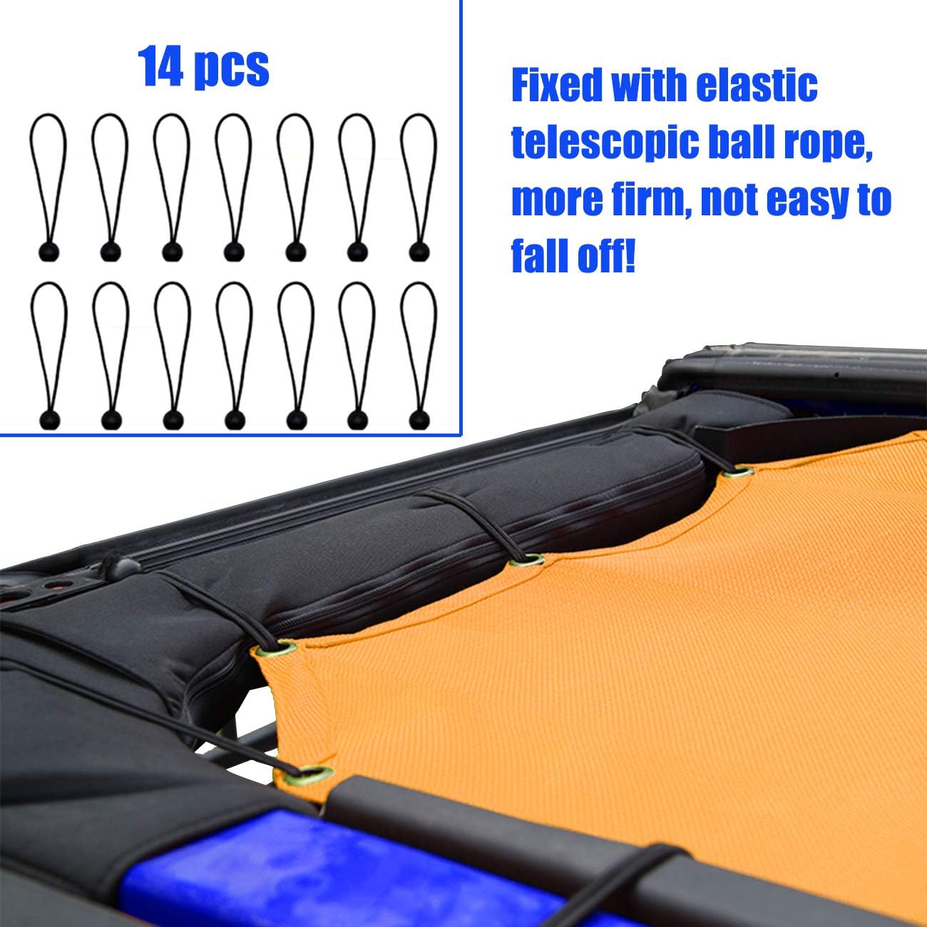 ROMASO Sunshade for Jeep, Sunshade for Jeep Wrangler JK JKU(2007-2017) Mesh Top Cover,Sunshade 4-Door, Mesh Sun Shade,Mesh Top 4 Door,Blocks UV, Wind, Noise (Yellow)