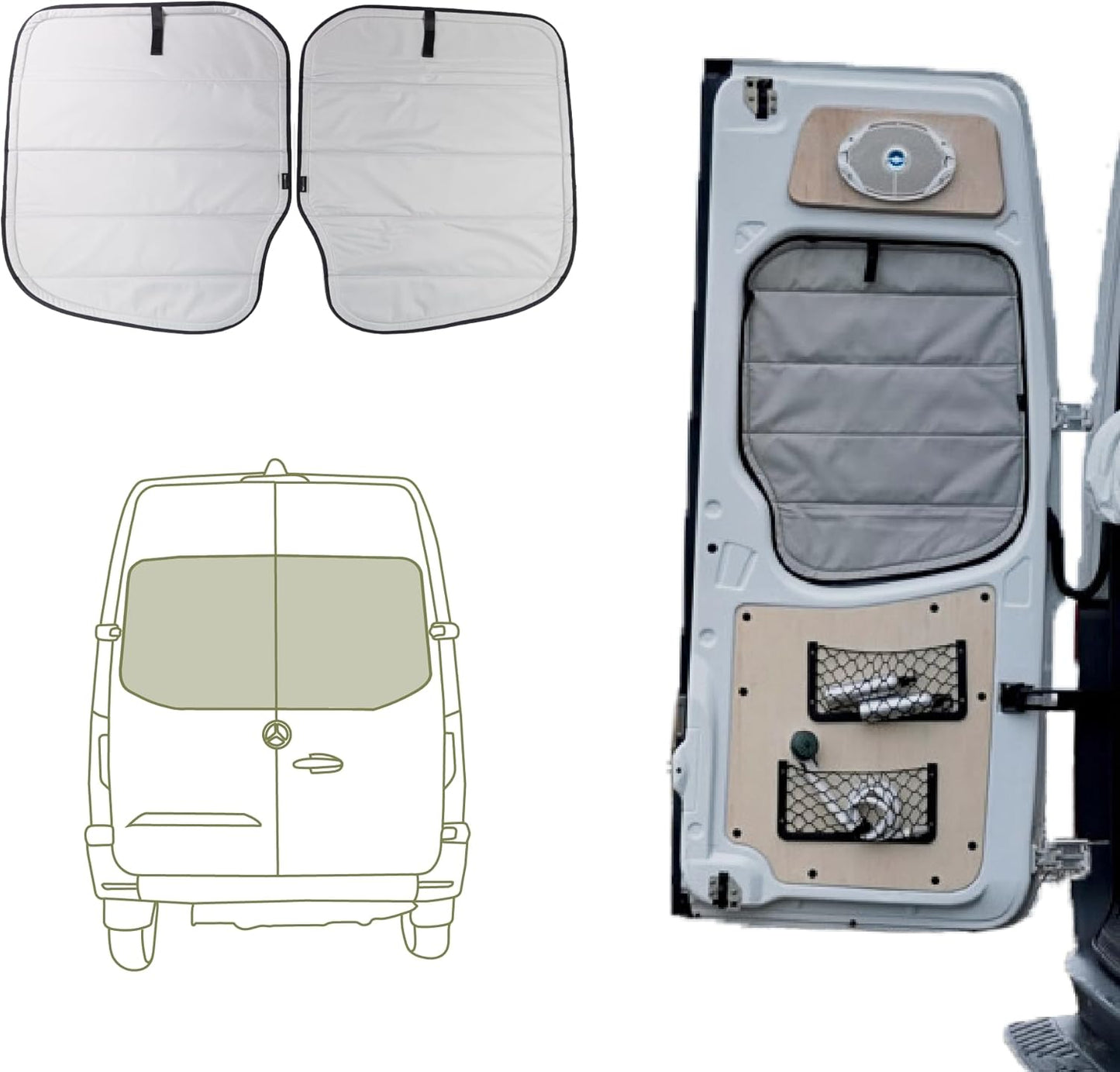 VanEssential New MERC 2019-Current Sprinter Van Insulated Blackout Front Door Covers (Pair) - Cool Gray