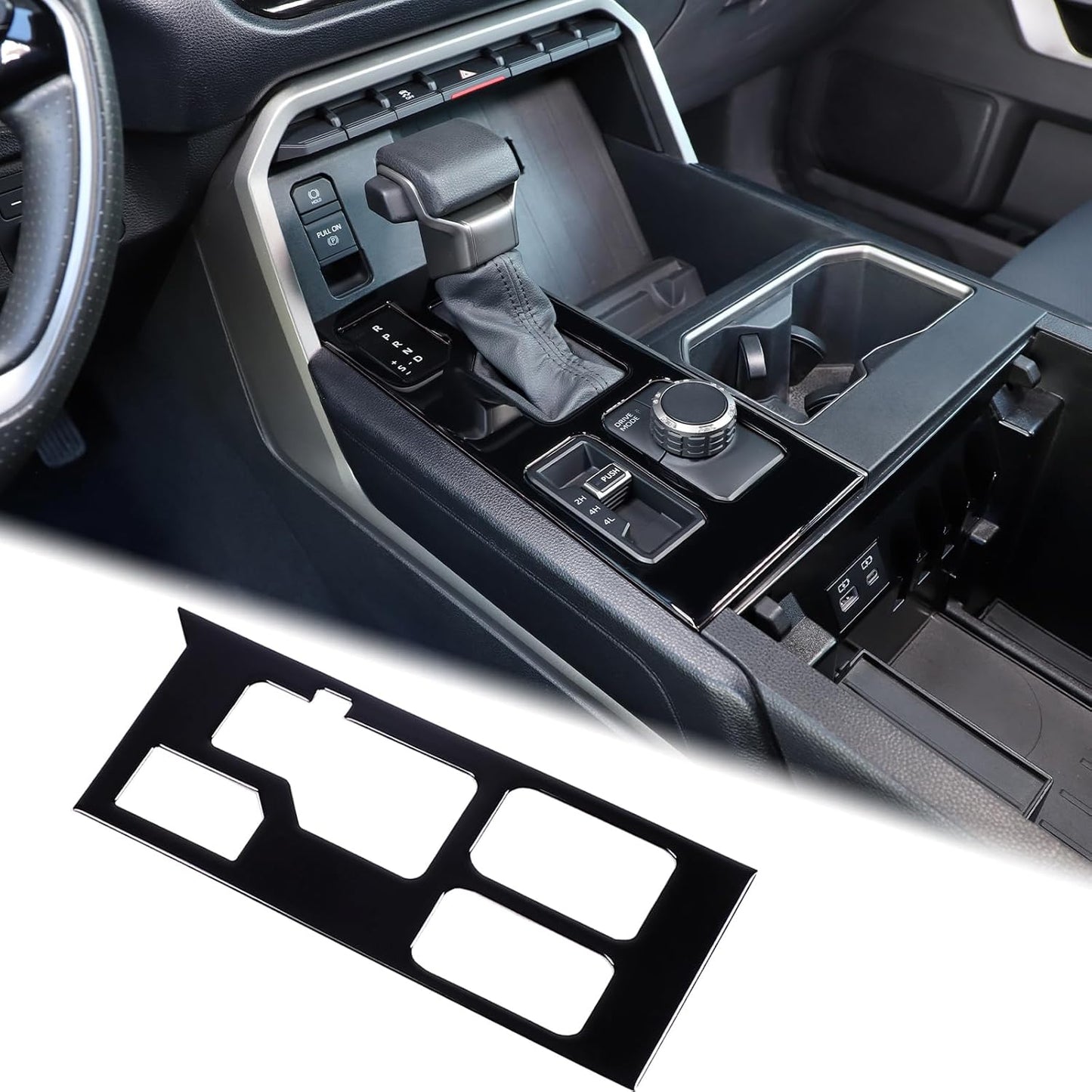 Aunginsy Central Control Gear Shift Panel Trim Cover Compatible with Toyota Tundra/Sequoia 2022-2024 Car Gear Shifter Console Anti-Scratch Panel Frame Protect Sticker with 4WD Accessories(Mech Style)