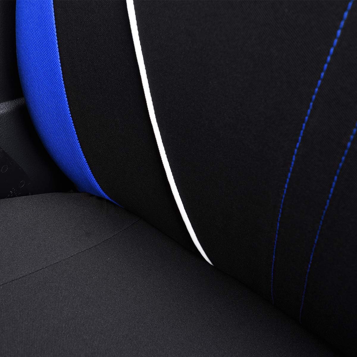 Flying Banner car seat Covers Fashion Sporty Full Set Pipping Front Rear Bench Protectors Rear Bench Split 40/60 50/50 60/40 Easy Installation (Blue Black)
