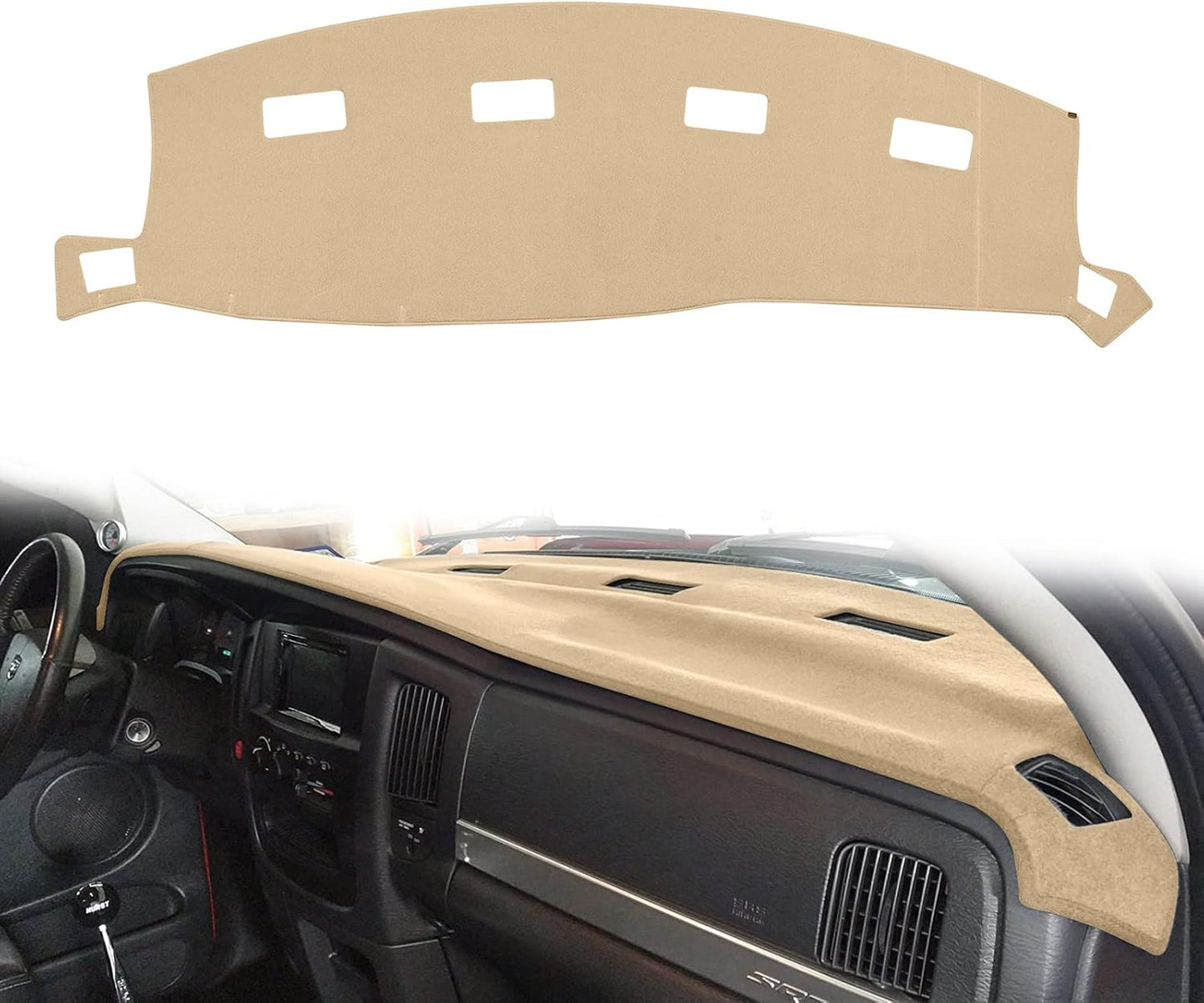 HanLanKa Dashboard Cover Dash Cover Mat Pad Compatible with Dodge Ram 1500 2500 3500 1998 1999 2000 2001 (Ram 98-01, Black)