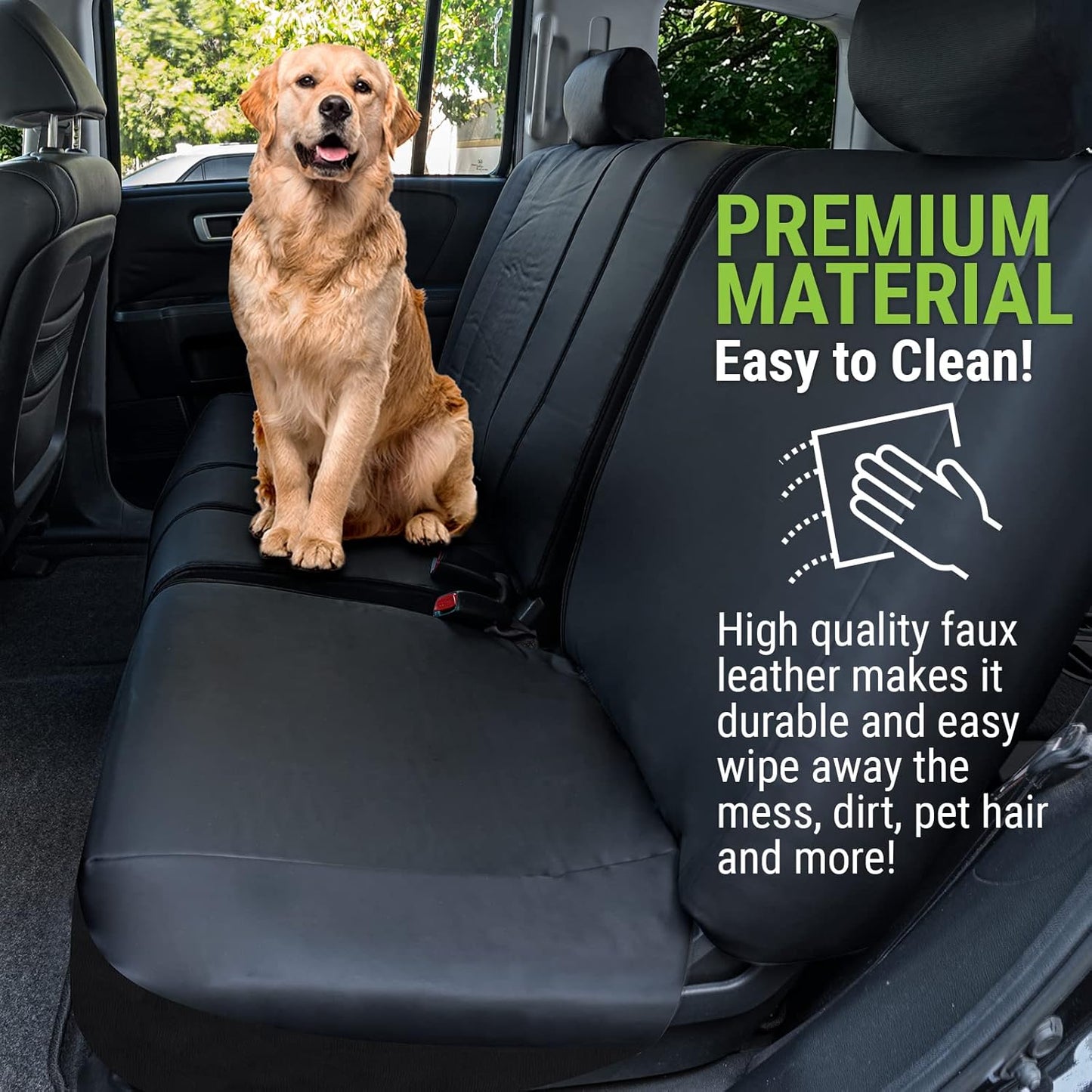 Season Guard SUV 3rd Row Rear Bench Seat Cover for All Split Back Seats; for Folding Bench with 60 40 or 40 60 or Fixed Third Row Backseat; Easy to Clean; Universal; Black Faux Leather