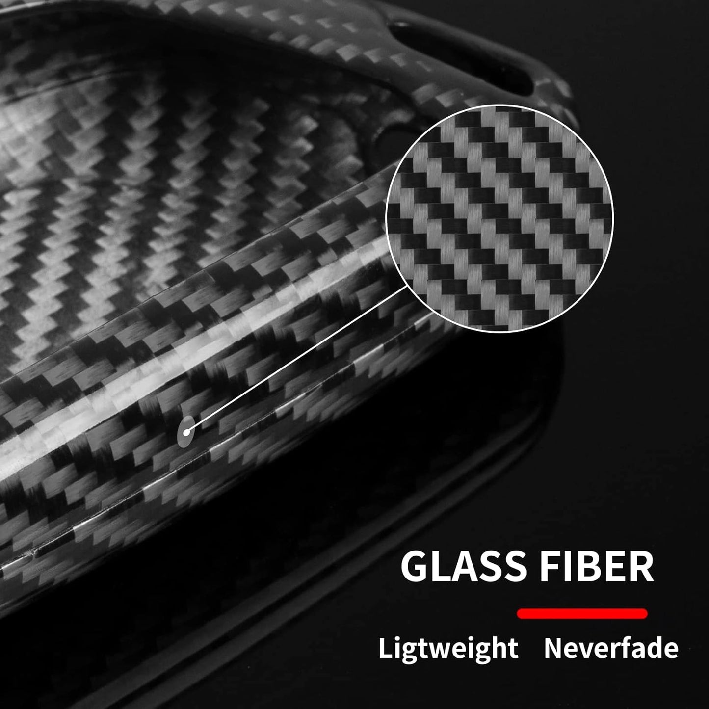 Real Glass Fiber Key Fob Cover Compatible with Corvette C8 Key Fob Case T-carbon Key Fob Protector Compatible with Stingray Corvette C8 2020-2025 Smart Key Case,Silver Black
