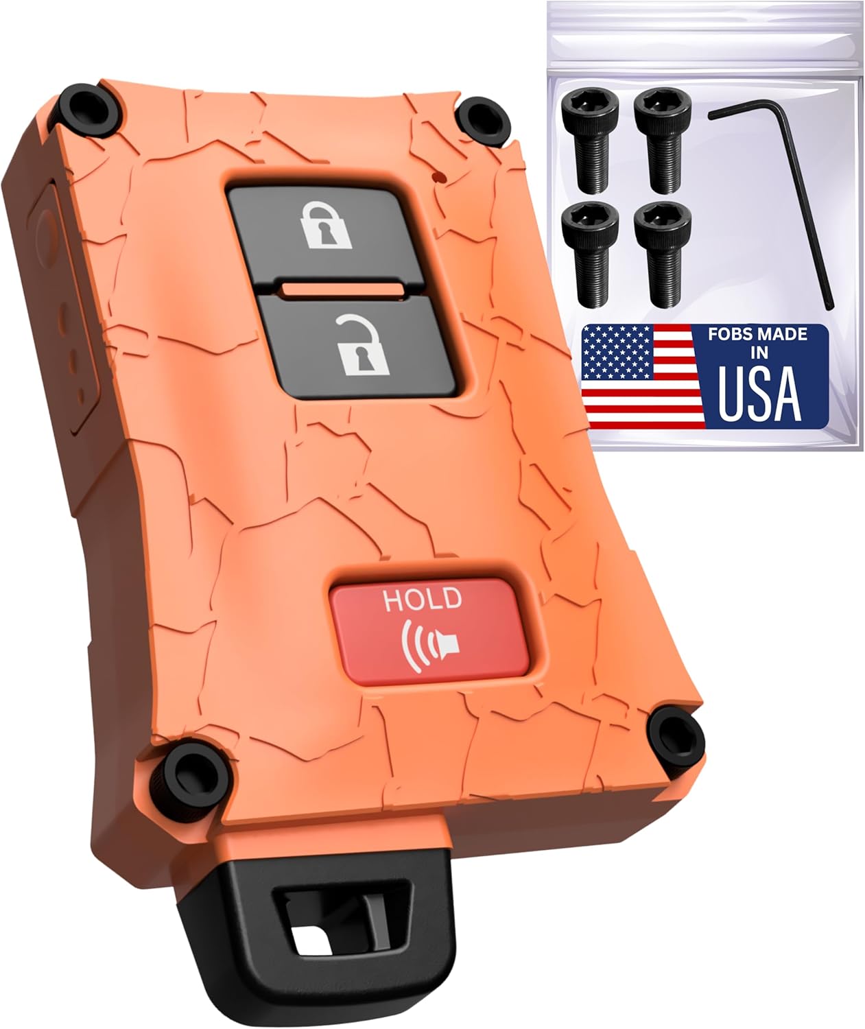 Heavy-Duty Key Fob Cover - for Toyota Tacoma 16-23 3rd Gen, Tundra & 4Runner 20-21 3rd Gen Accessories -Rugged Key Protector - Shockproof & Scratch-Resistant - Secure Fit (Red, Black Screws)