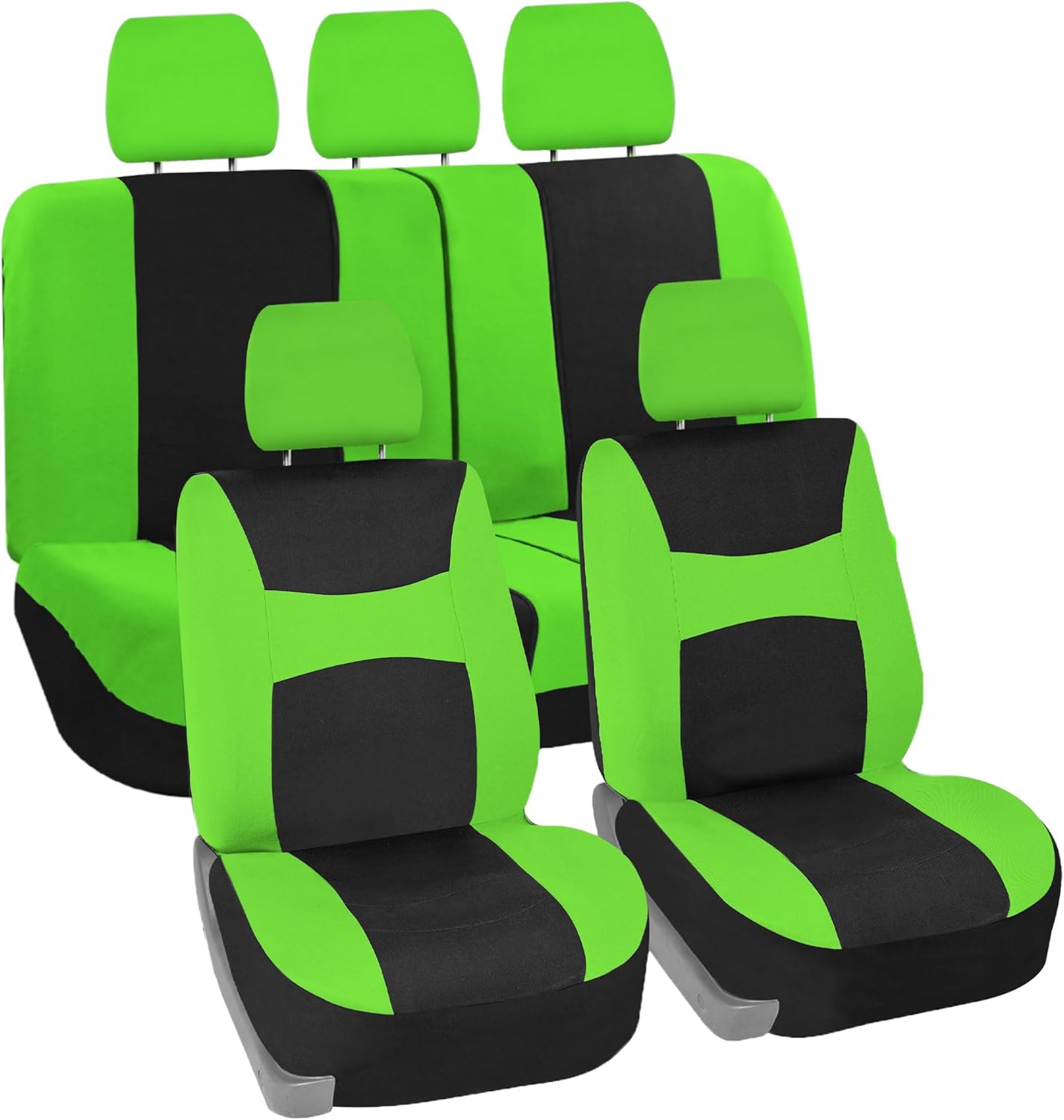 FH Group FB030BLACK115 Full Set Seat Cover (Side Airbag Compatible with Split Bench Black)