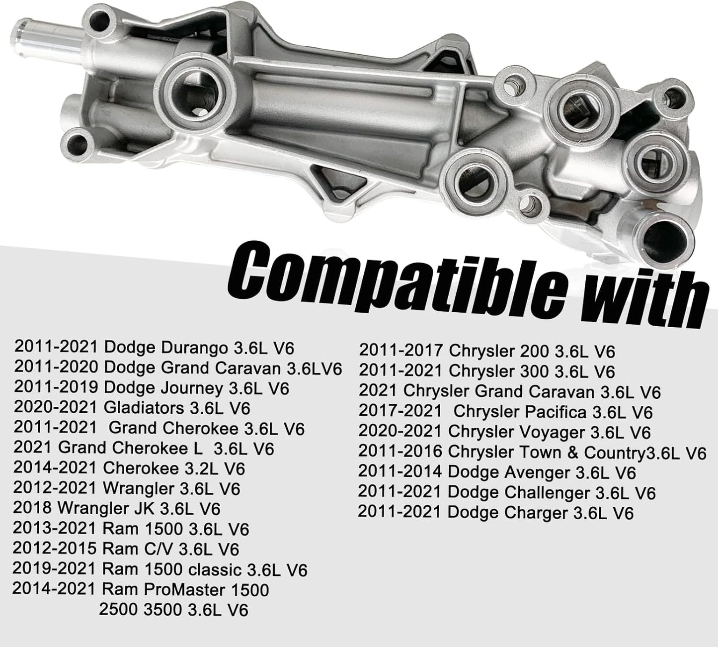 WHYQL Aluminum Engine Oil Cooler and Oil Filter Housing Compatible with 2011-2021 Chrysler 200 300, Dodge Charger, Grand Cherokee, Wrangler, Ram Promaster 3.6L V6 Oe926-876 926-959 (New)