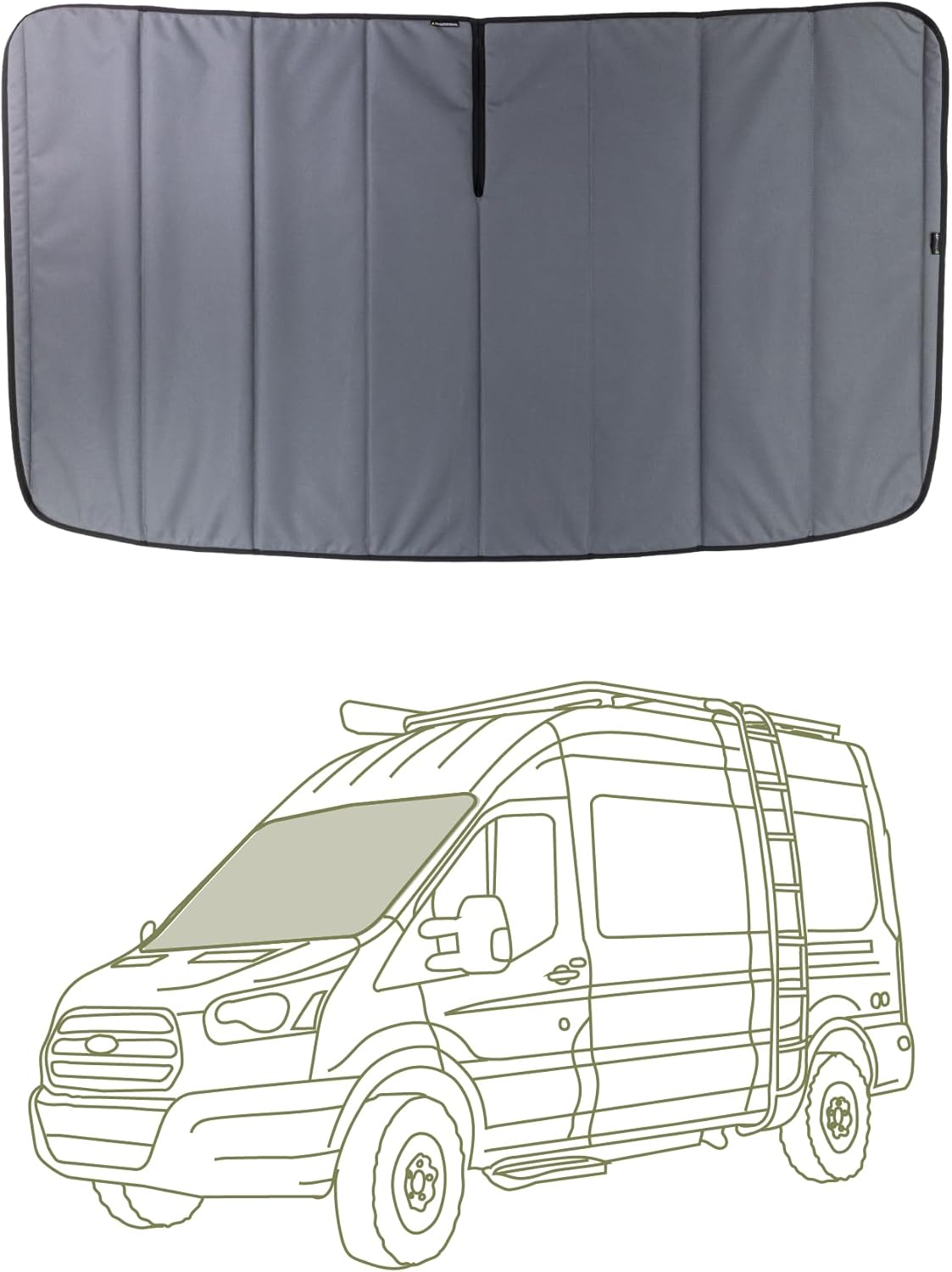 VanEssential Insulated Blackout Crew Window Cover Designed for Ford Transit Van Year 2015 to Current with NO Plastic Trim - Cool Gray