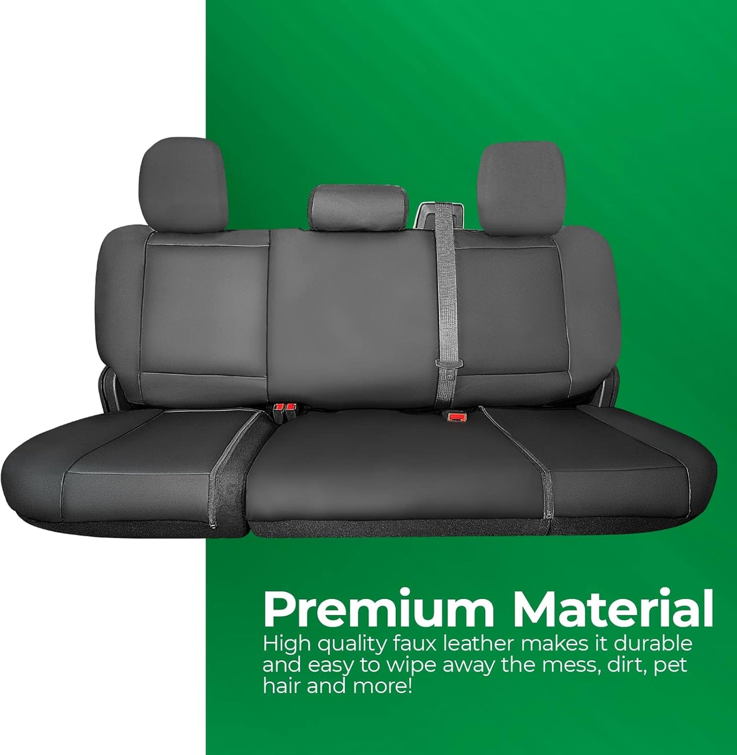 Season Guard Truck Bench Seat Cover; Universal Design Fits Silverado F-150 Ram Sierra Titan Tundra Full-Size Pick-up Trucks; Faux Leather; All Folding Bench,Split or Standard Seats, Black (1370036SG)