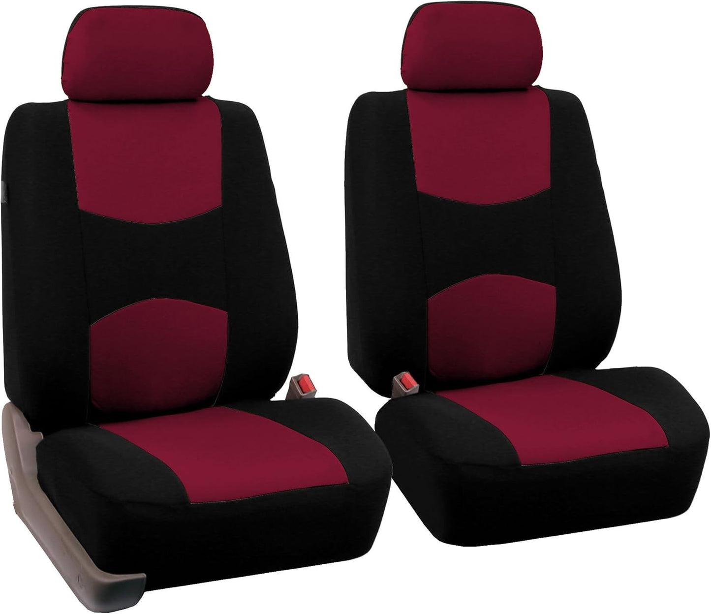 FH Group Car Seat Covers Front Set Cloth -Seat Covers for Low Back Seats with Removable Headrest,Universal Fit,Automotive Seat Cover,Airbag Compatible Car Seat Cover for SUV,Sedan,Van Burgundy