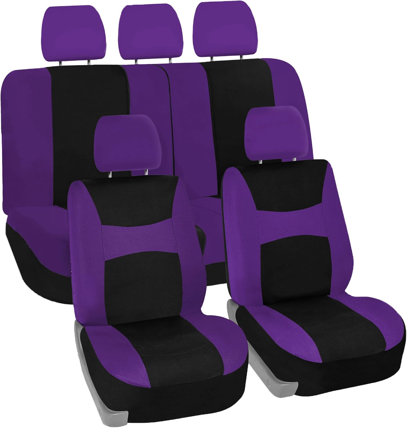 FH Group FB030BLACK115 Full Set Seat Cover (Side Airbag Compatible with Split Bench Black)
