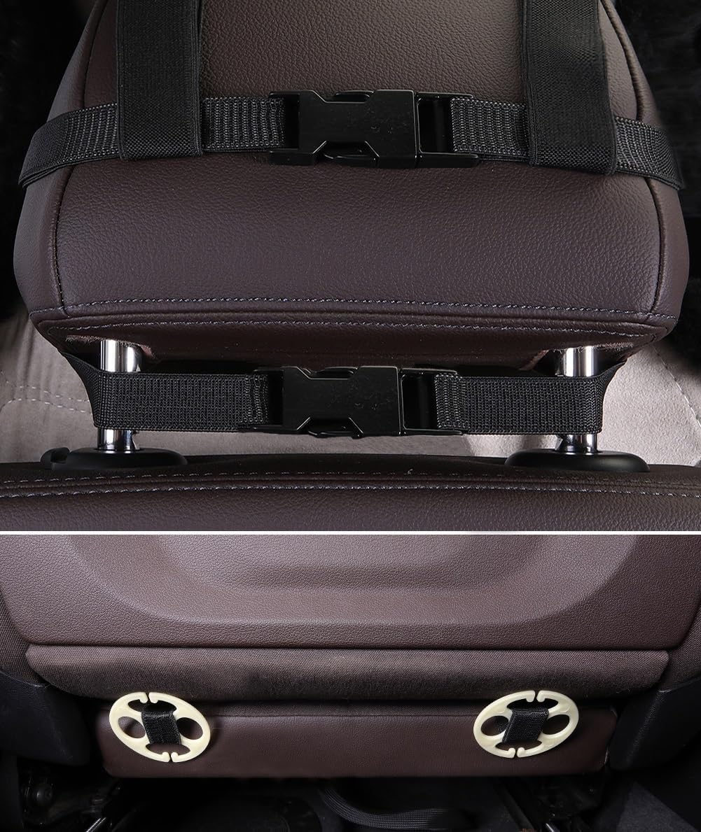 Altlue Real Genuine Sheepskin Seat Covers for Cars SUV Trucks Van RV Front Seats Sheepskin Car Seat Covers Sheepskin Auto Seat Covers Fuzzy Fleece Fur Car Seat Covers Universal Black (1 Piece)