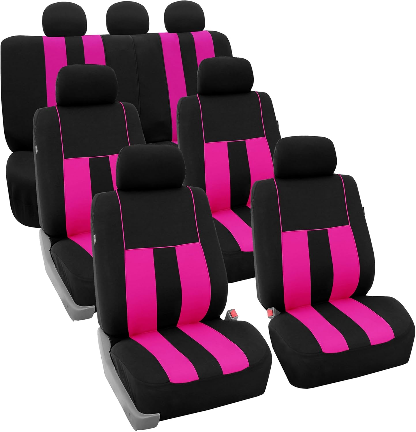 FH Group Three Row Striking Striped Full Set Car Seat Covers, Airbag Compatible & Split Ready – Universal Fit for Cars Trucks & SUVs (Blue) FB036217