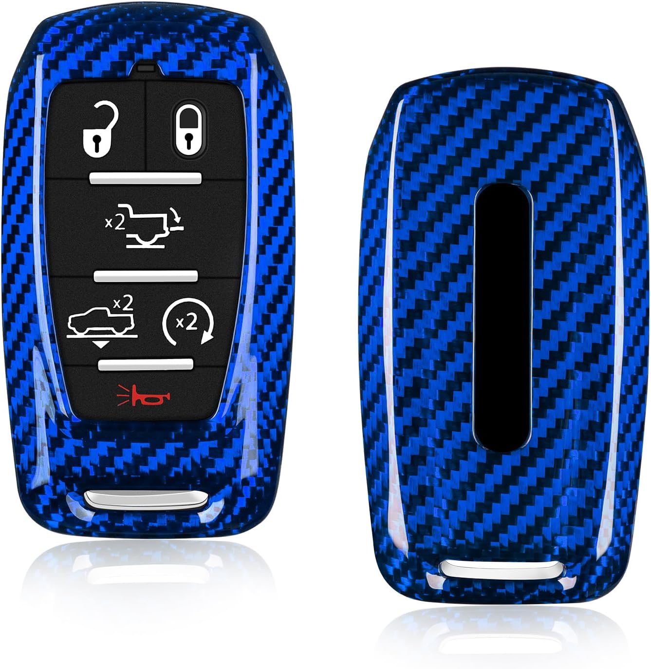 T-carbon Real Carbon Fiber Key Fob Cover Fits for Ram, Key Fob Protector fits for Ram 1500 2500 3500 Accessories for Power Wagon Tradesman Accessories Key Shell with Keychain 2019-2024, Black
