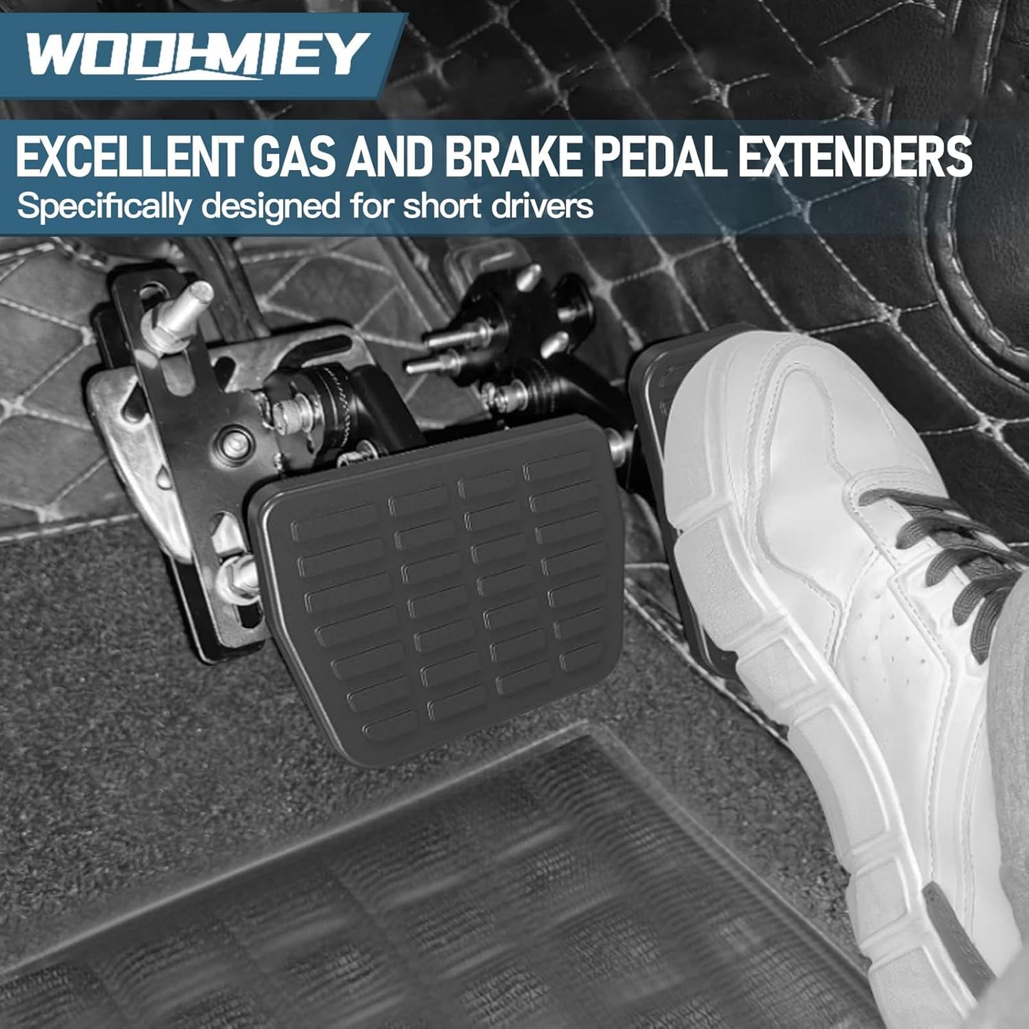 WODHMIEY Gas and Brake Pedal Extenders, Universal Pedal Extender Assembly for Cars, Go Karts, Upgraded Anti Slip, Adjustable Length Angle Pedal Extenders