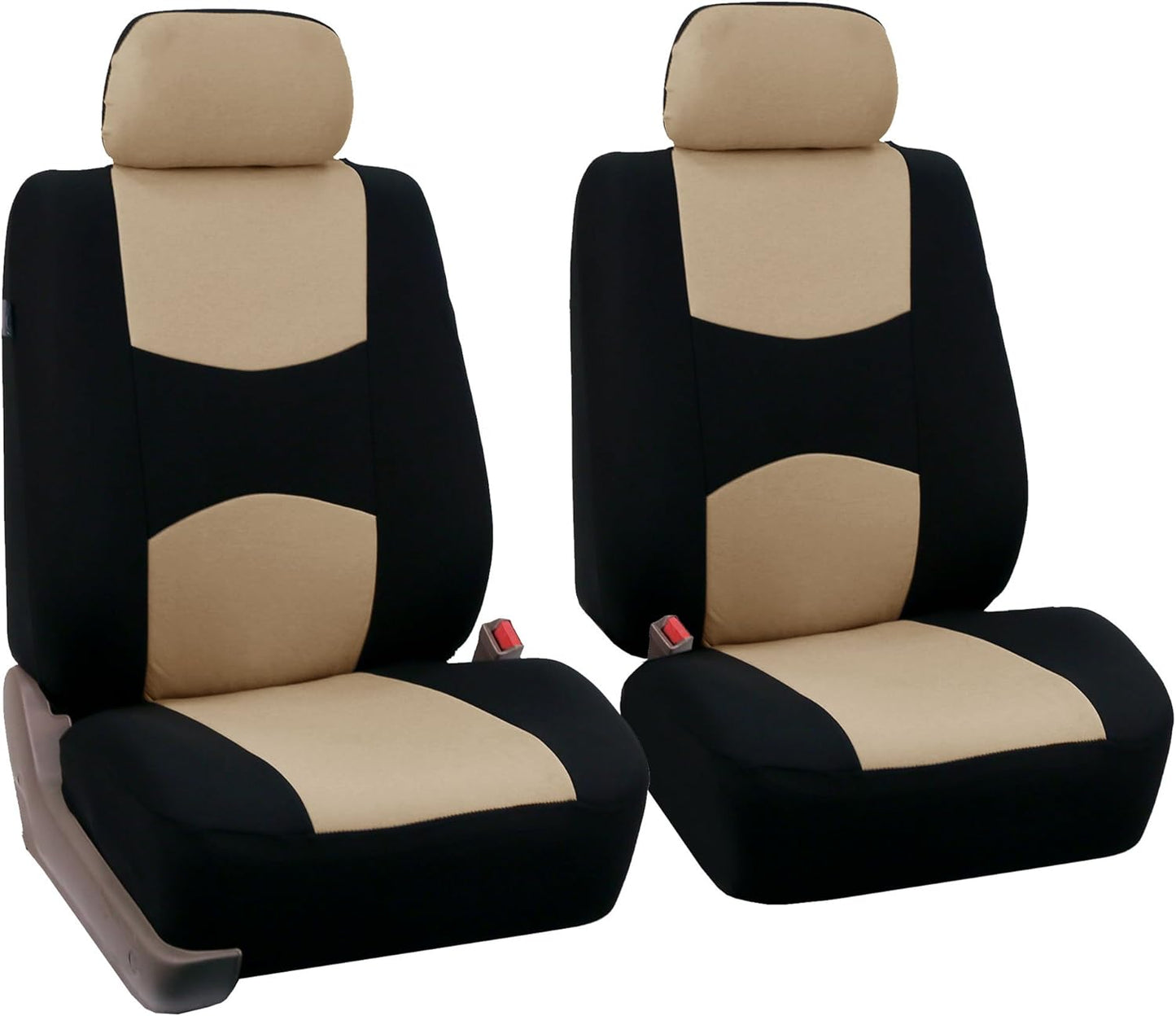 FH Group Car Seat Covers Front Set Cloth -Seat Covers for Low Back Seats with Removable Headrest,Universal Fit,Automotive Seat Cover,Airbag Compatible Car Seat Cover for SUV,Sedan,Van Burgundy
