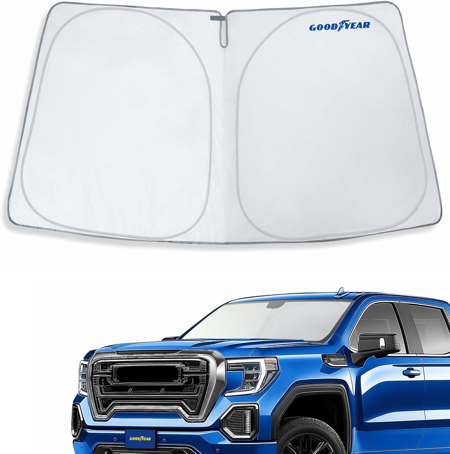 Goodyear Foldable Windshield Sunshade for Chevrolet (Chevy) Tahoe 2021-2025, SUV car Accessories, Sunshade Cover, Sun Shade Car Windshield, Window Sun Blocker - GY008221