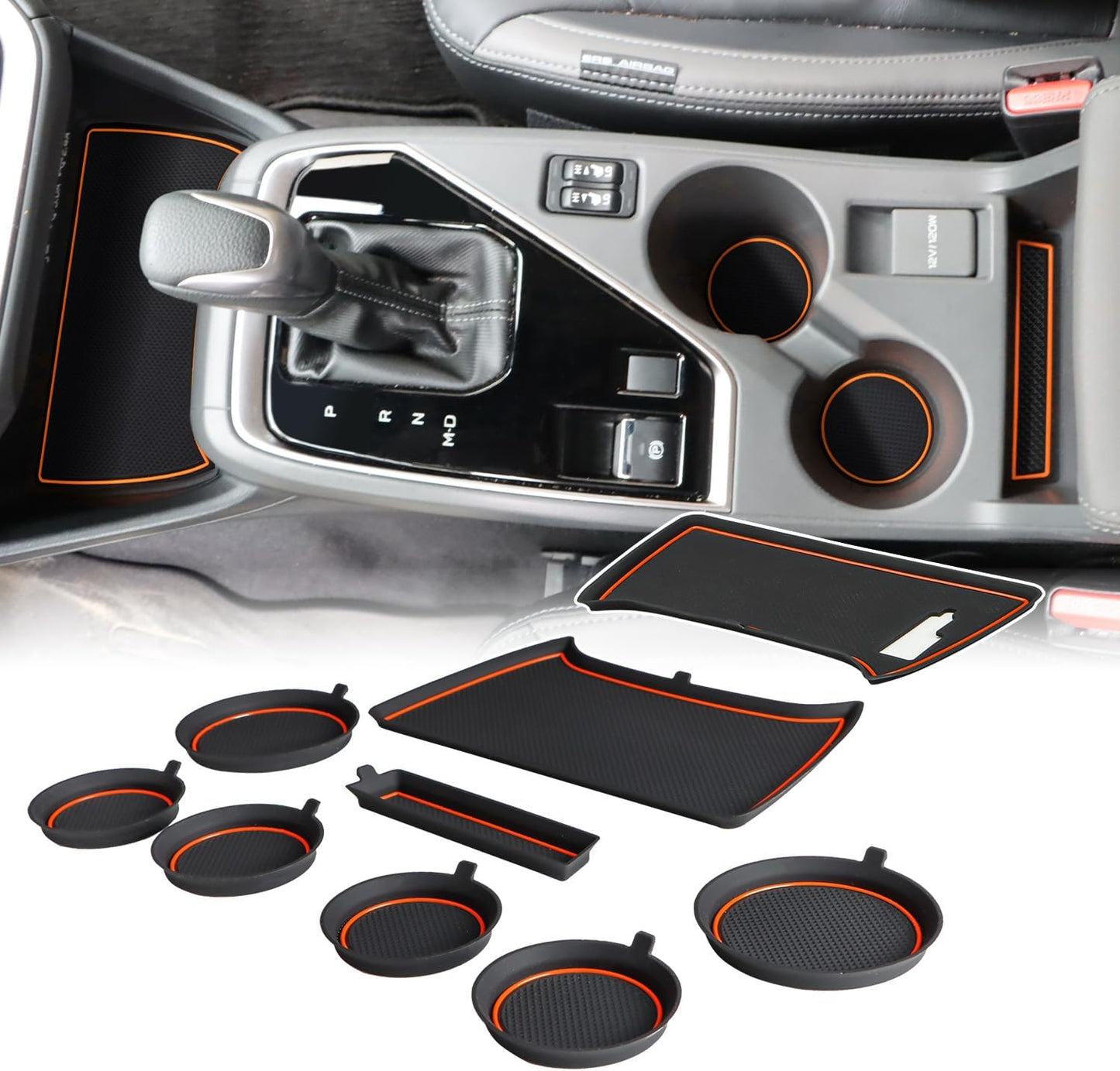 Auovo Cup Holder Inserts Liners Compatible with Subaru Crosstrek 2024 2025 Impreza Accessories Car Custom Center Console Door Pocket Mats Pads 19PCS (Gray Trim)