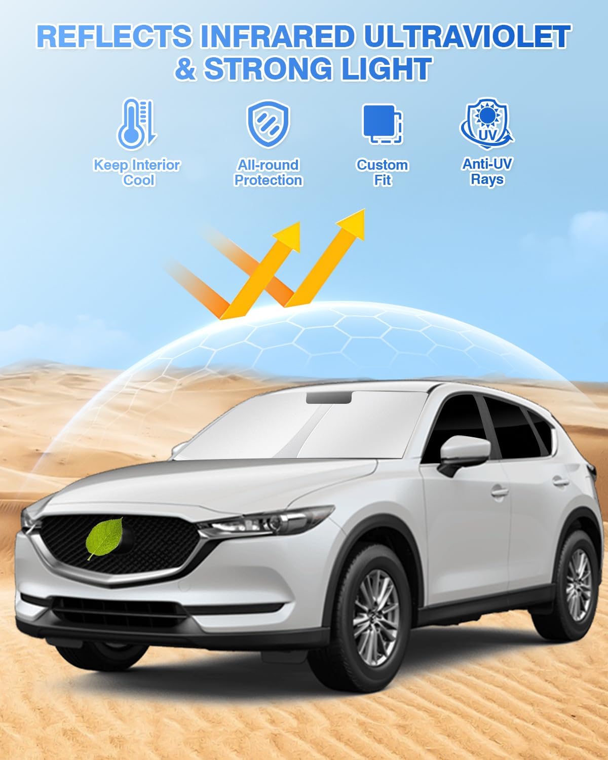Canvcle Windshield Sunshade for Mazda CX-5 2017-2024 2025 CX5 Side Rear Window Shade Cover Kit Window Sun Blocker Privacy Protection Keep Vehicle Cool Black 8PCS