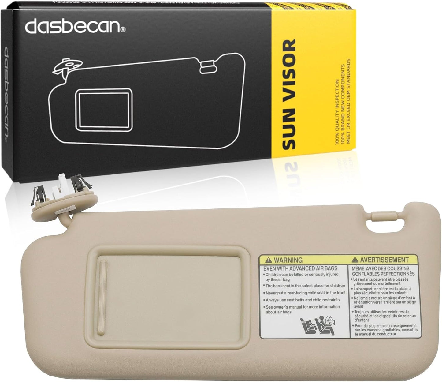 Dasbecan Left Driver & Right Passenger Side Sun Visor with Vanity Light Compatible with RAV4 2006-2013 Replaces# 74320-42501-B2 74320-42500-B0 (Gray)