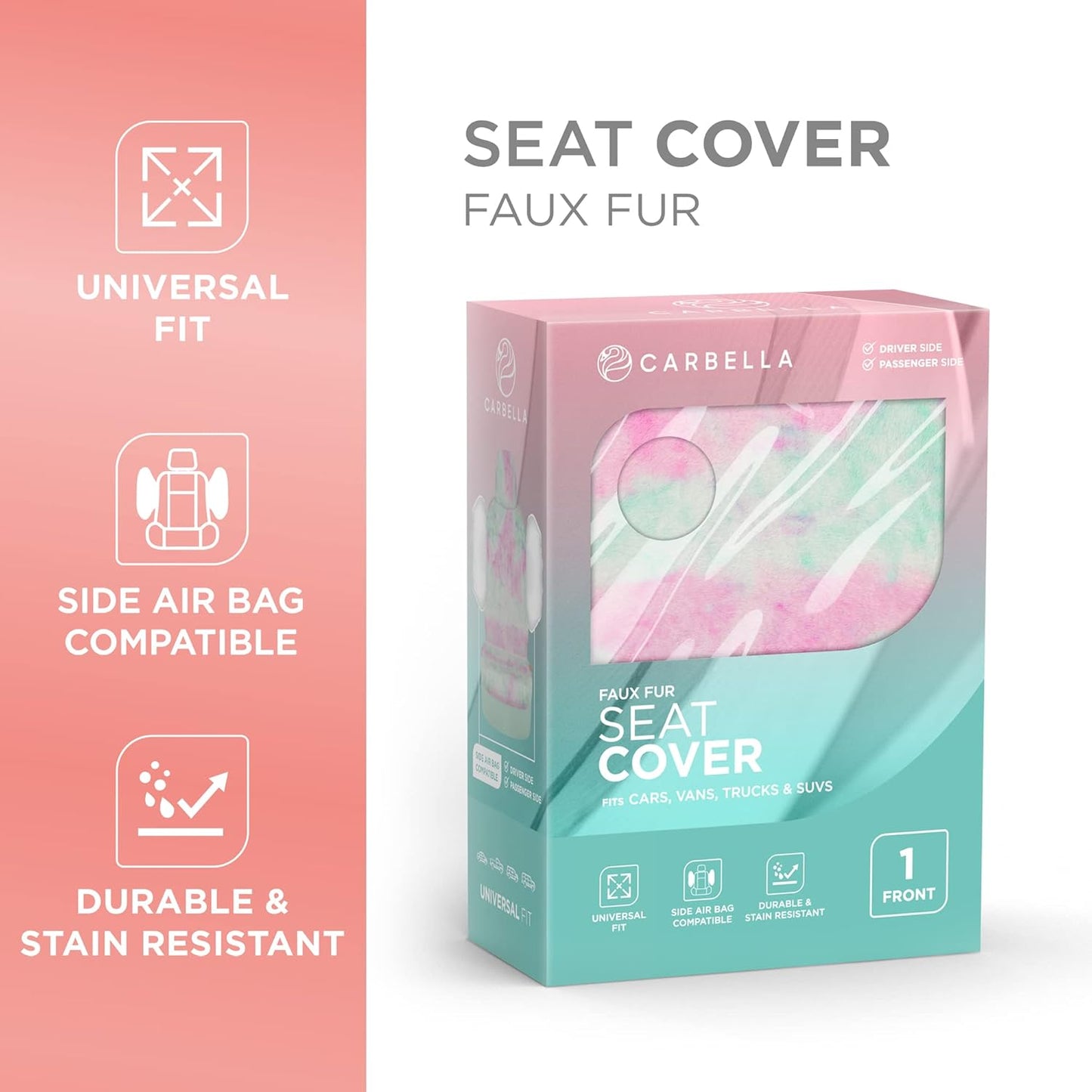 BDK Auto CBSC-6012-MN: Faux Fur Seat Cover, 1 Front (2Pc)/Mint