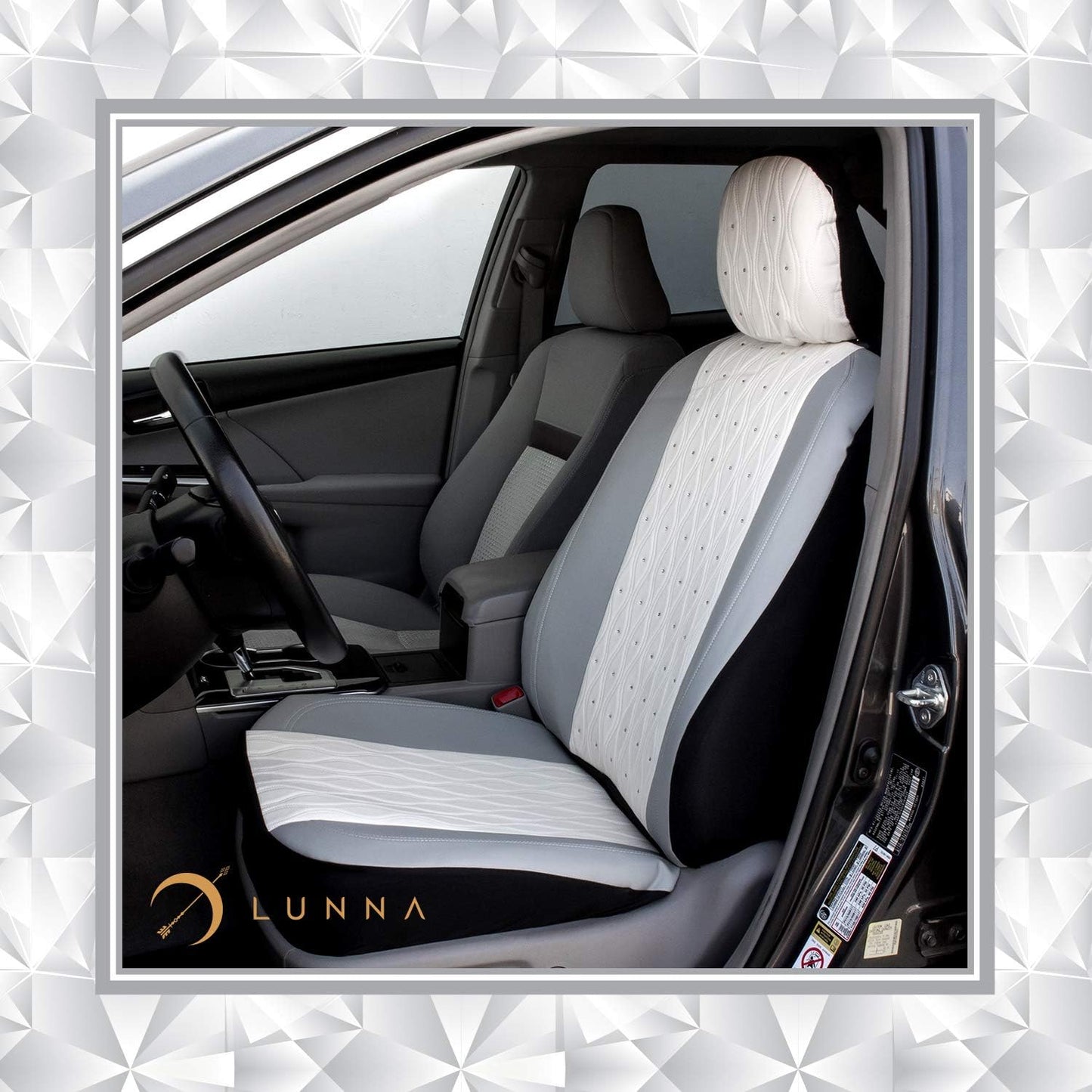 Pilot Automotive SWR-0112 Swarovski Wavy Stitch Seat Cover, White