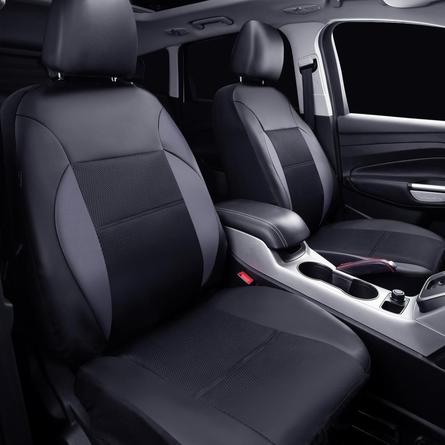 CAR PASS Luxurious PU Leather Automotive Universal Seat Covers Full Set for Vehicles,Cars,SUV,with Super 5mm Composite Sponge Inside,Airbag Compatible (Black and Black)