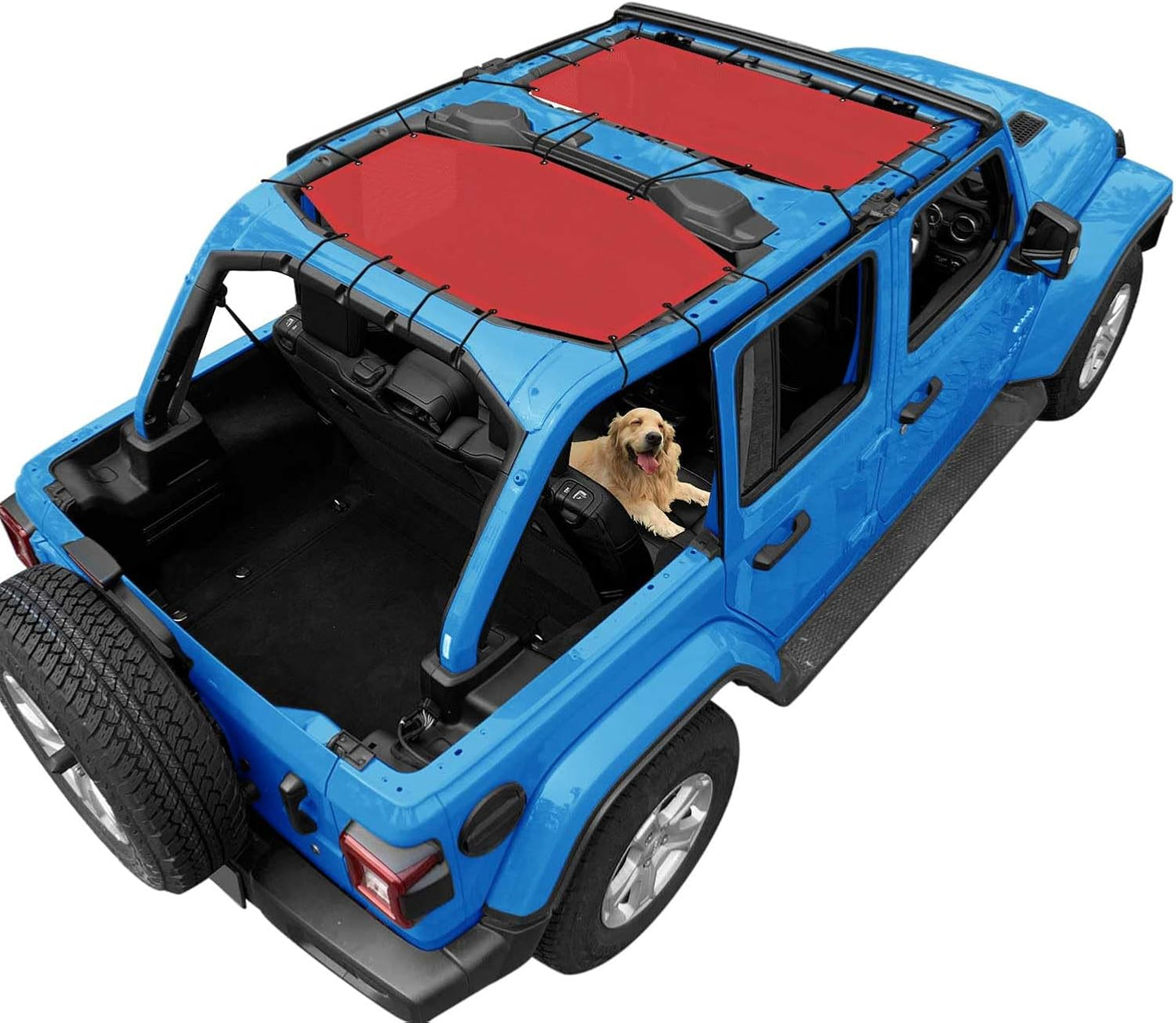 Coverspec JT Top Sun Shade Roof Compatible with Jeep Gladiator JT (2018-2023) 4 Door Jeep Sunshade Top Sunroof Bikini Cover- Blocks UV, Wind, Noise - Black Mesh for Full Length