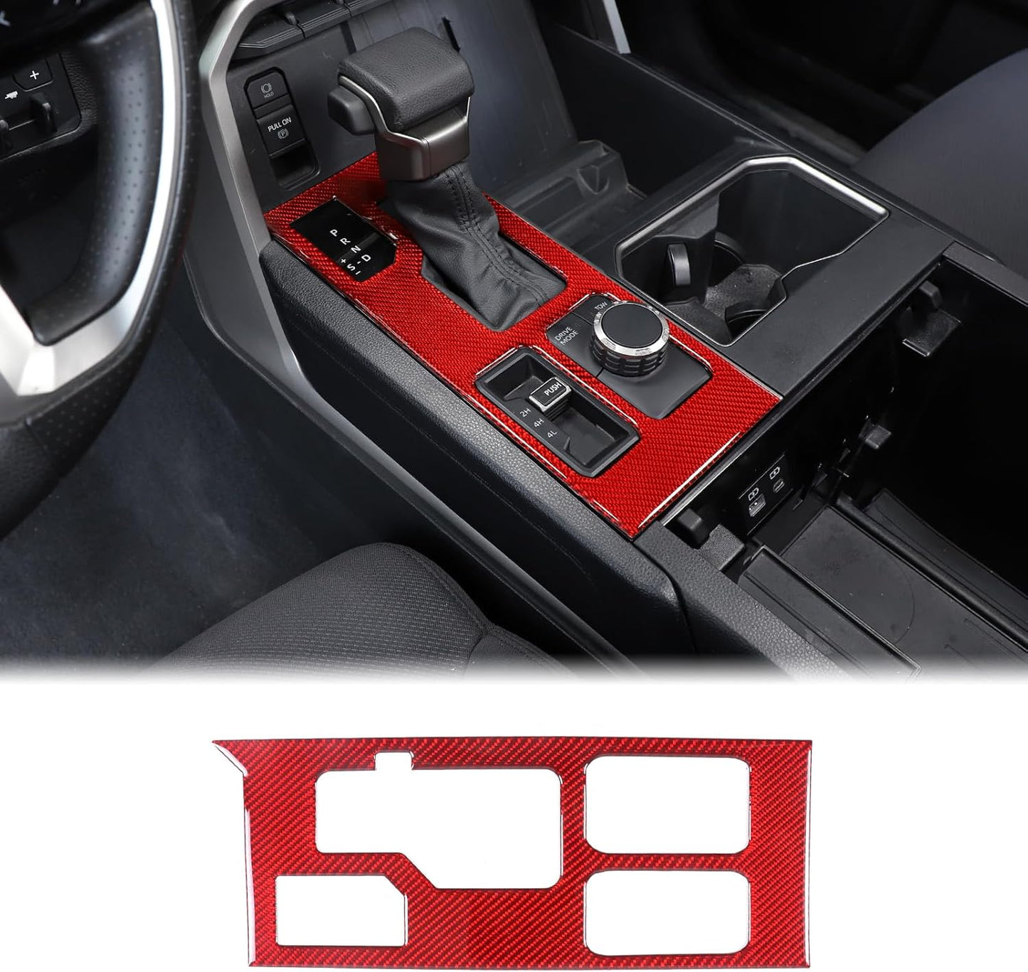 Aunginsy Central Control Gear Shift Panel Trim Cover Compatible with Toyota Tundra/Sequoia 2022-2024 Car Gear Shifter Console Anti-Scratch Panel Frame Protect Sticker with 4WD Accessories(Mech Style)