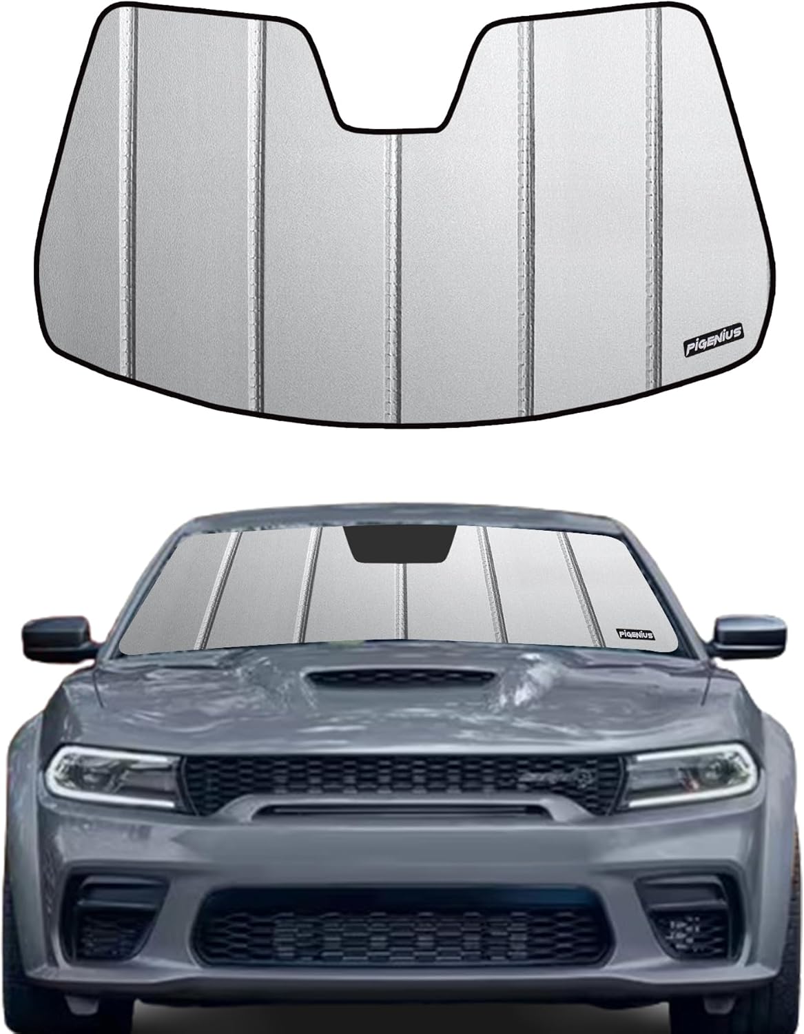 Pigenius Windshield Sunshade for Dodge Charger 2011-2023 Without Rearview Mirror Mounted Camera, Front Window Shade - AstraGuard