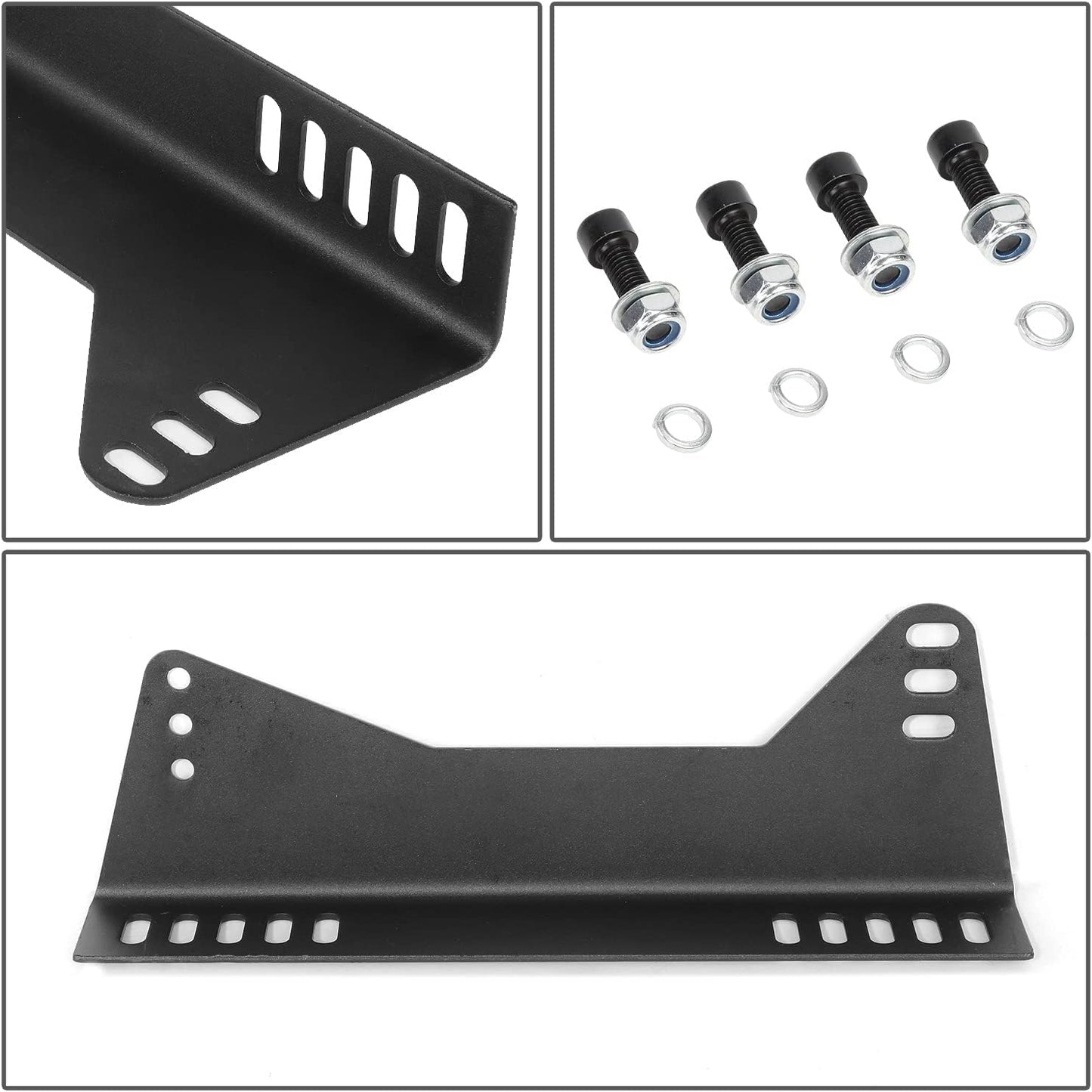 NRG Innovations NRG-RSC-100MB Adjustable Mild Steel Bucket Racing Seat Side Mounting Bracket Kit, Black Powder Coat