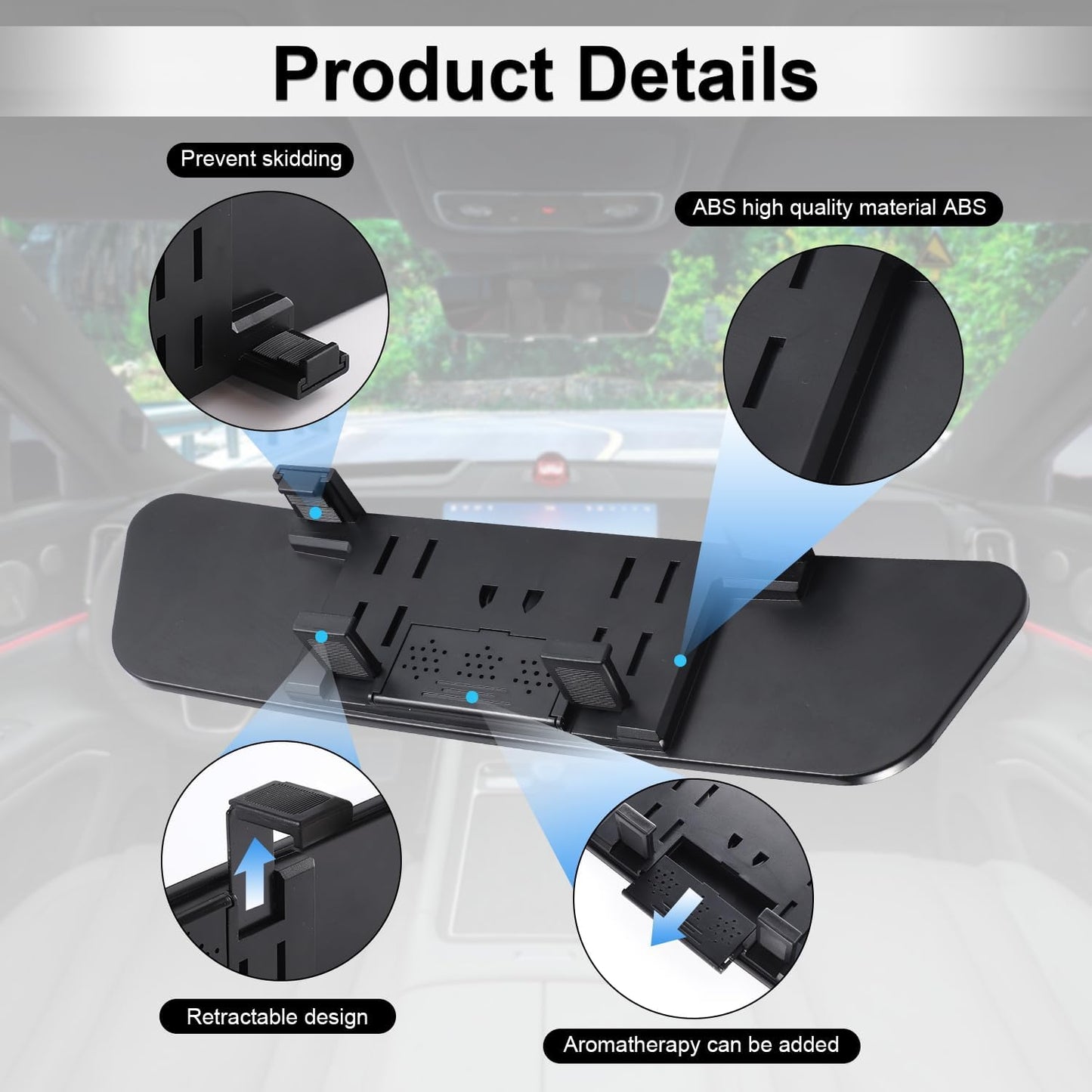 LivTee Anti Glare Rear View Mirror 12.4''(312mm), Wide Angle Panoramic Convex Curve Rearview Mirror Clip on Original Mirror to Eliminate Blind Spot and Antiglare for Cars SUV Trucks