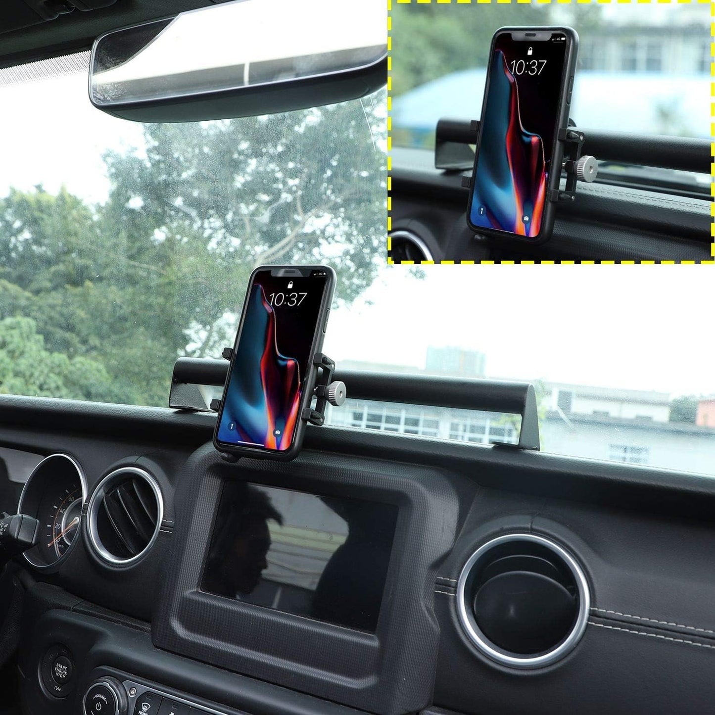 Phone Mount for Jeep JL Dash Cell Phone Holder Compatible with 2018-2023 Jeep Wrangler JL JLU Sport Rubicon Sahara & Gladiator JT