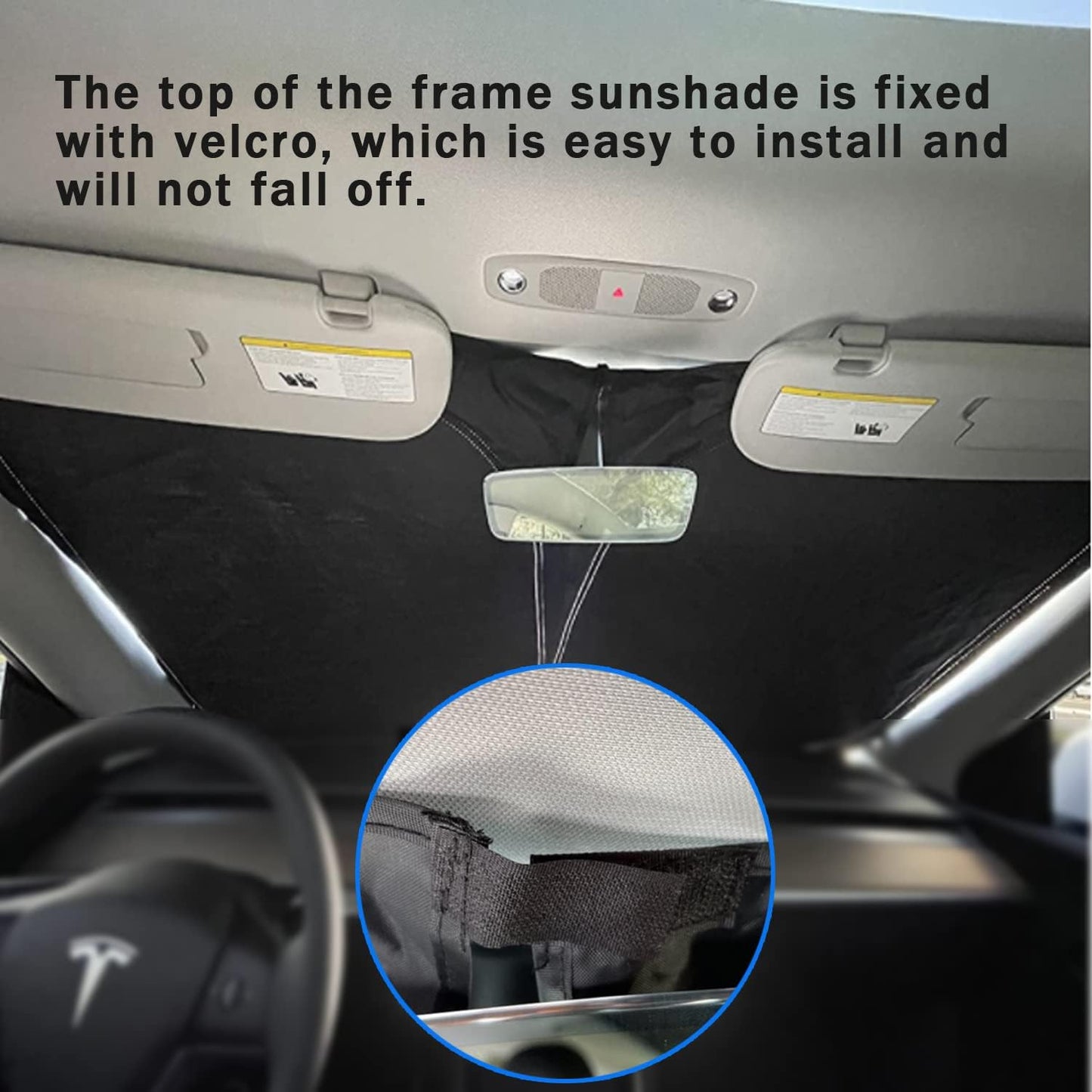 BoxCheer Windshield Sunshade for Tesla Model S Foldable Double Layer Sun Shade Front Window UV & Heat Protection Visor